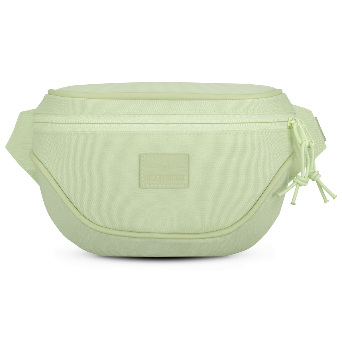 Limegrüne Bauchtasche 'Ben' von Johnny Urban mit Reißverschluss und markantem Label auf der Vorderseite