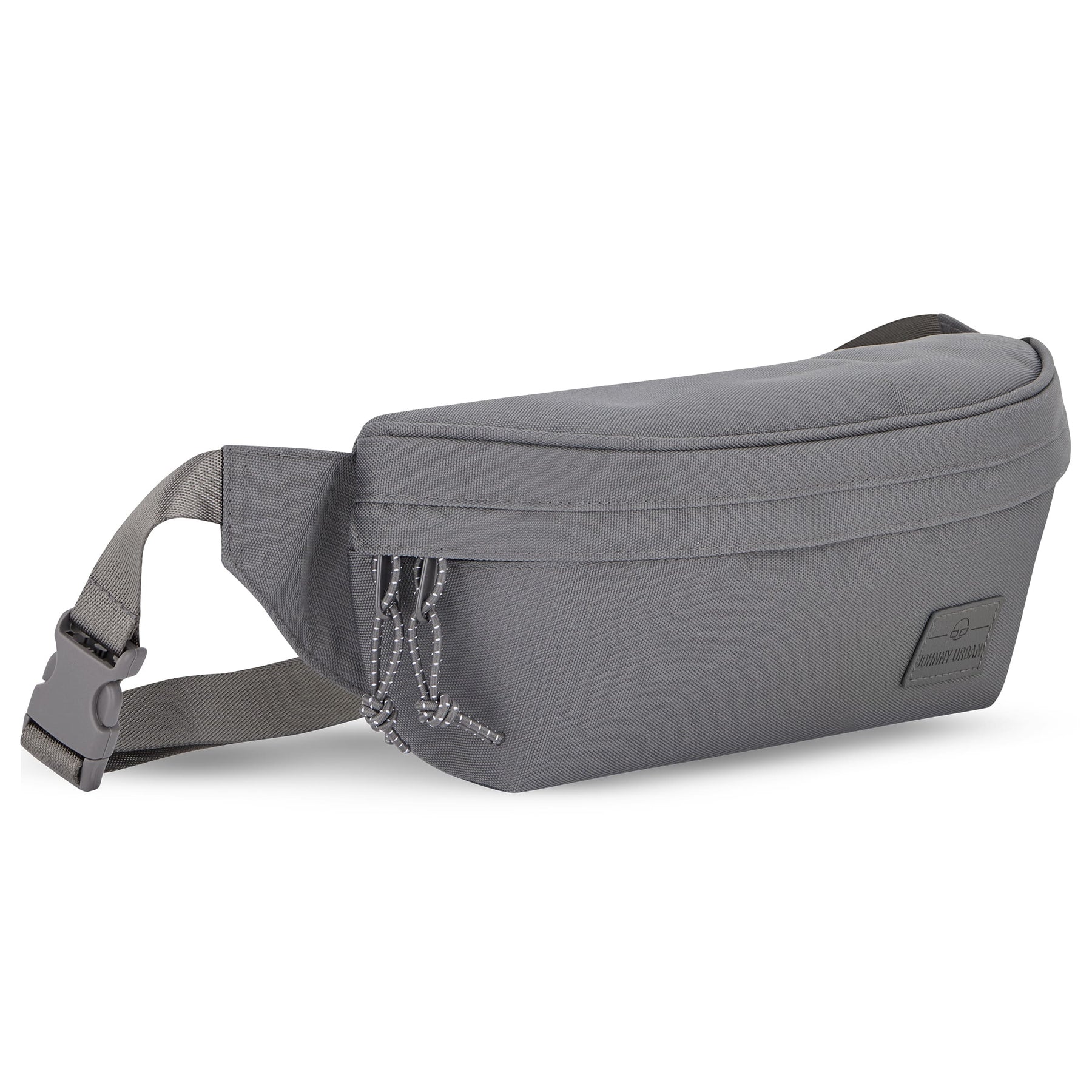 Graue Bauchtasche 'Tom' aus robustem Material mit zweifachem Reißverschluss und verstellbarem Gurt