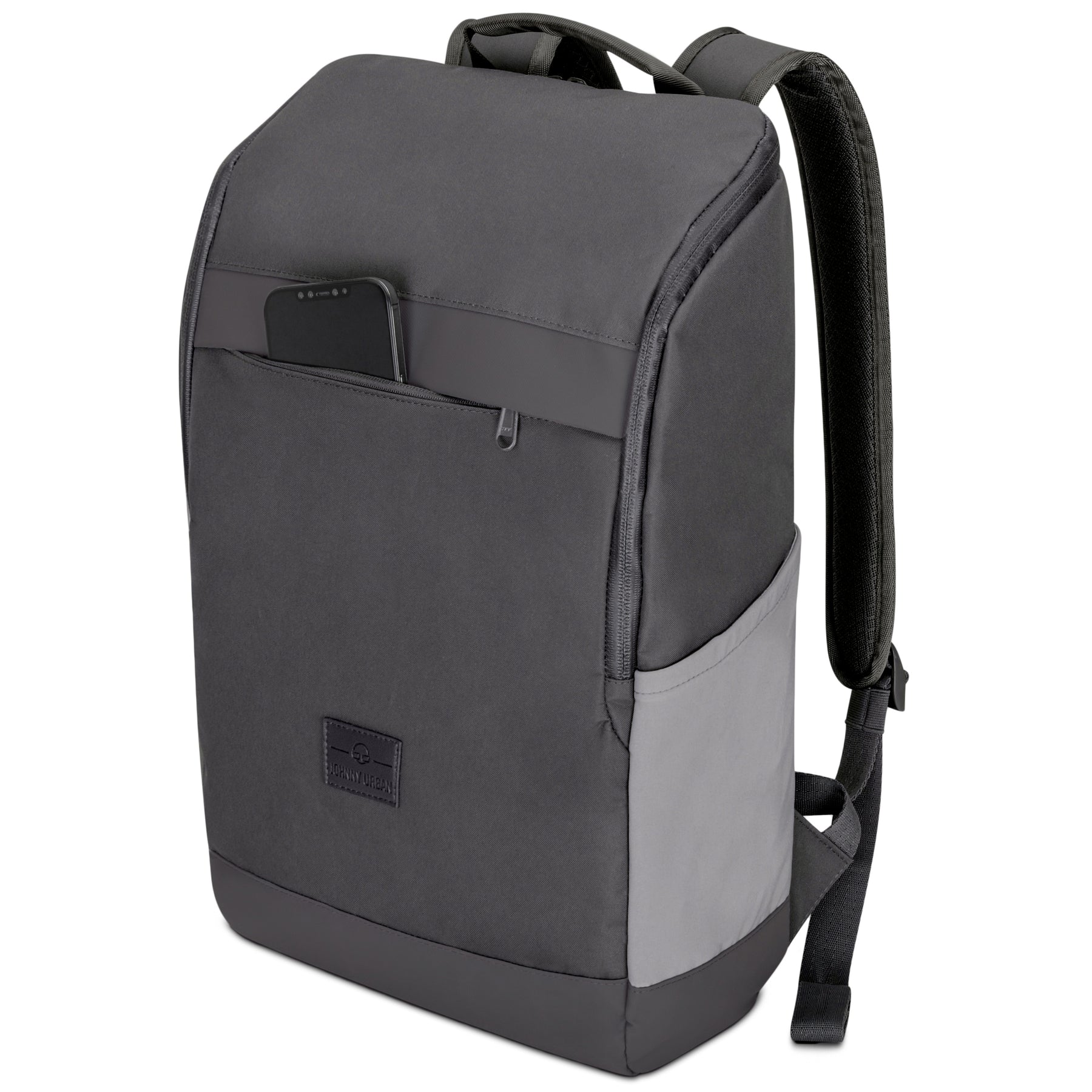Business-Rucksack 'Jasper' von Johnny Urban in Grau mit seitlicher Tasche und Smartphonefach vorne