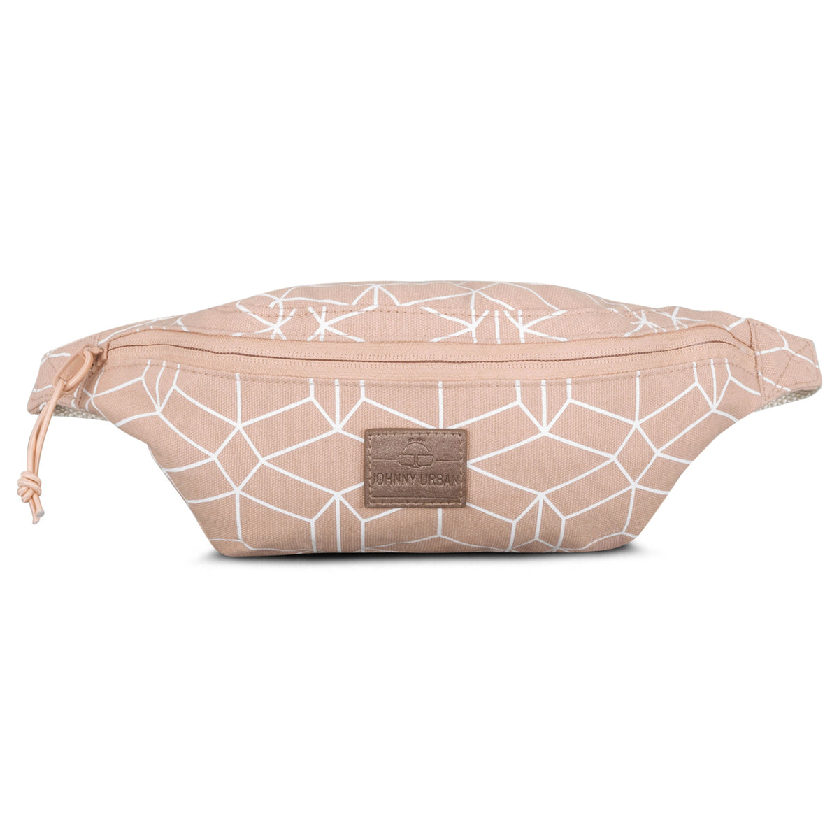 Rosa gemusterte Bauchtasche 'Toni' aus Canvas mit Reißverschluss und Johnny Urban Lederlogo