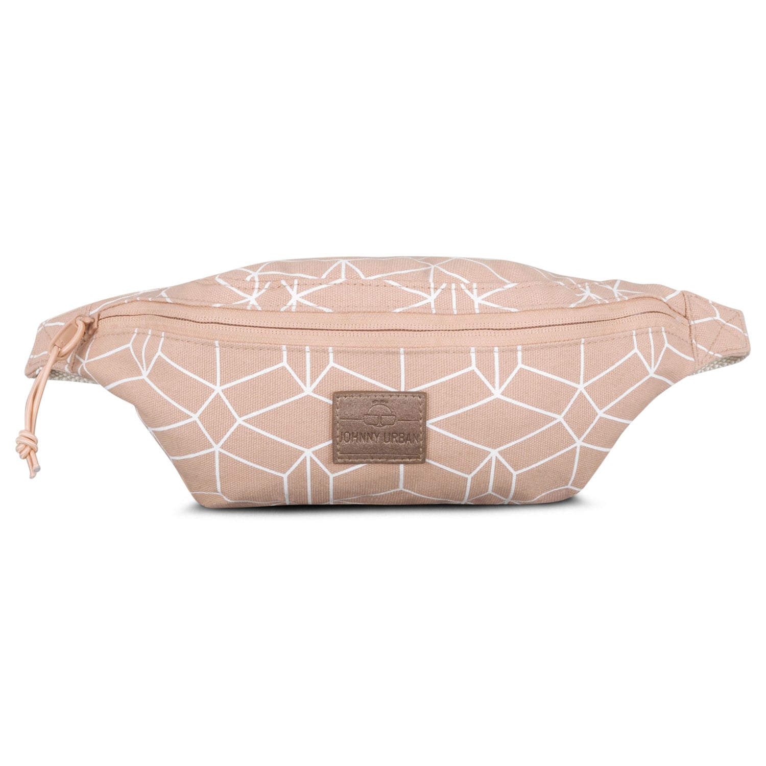 Rosa gemusterte Bauchtasche 'Toni' aus Canvas mit Reißverschluss und Johnny Urban Lederlogo