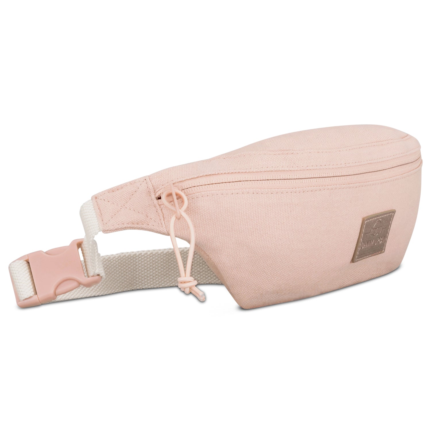 Bauchtasche 'Toni' aus rosafarbenem Canvas mit Reißverschluss und verstellbarem weißen Gurt