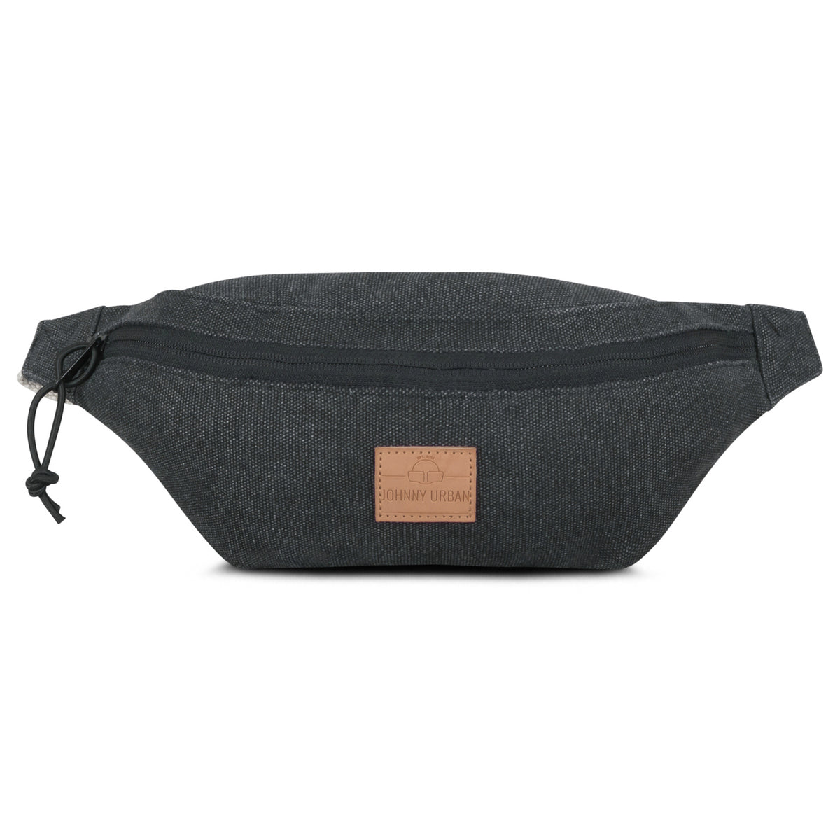 Anthrazitfarbene Bauchtasche 'Toni' aus Canvas mit Reißverschluss und braunem Johnny Urban Logo