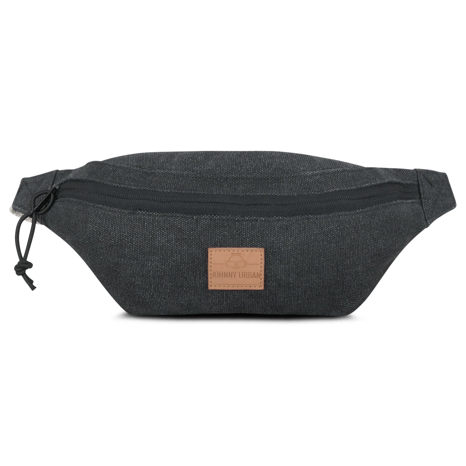 Anthrazitfarbene Bauchtasche 'Toni' aus Canvas mit Reißverschluss und braunem Johnny Urban Logo