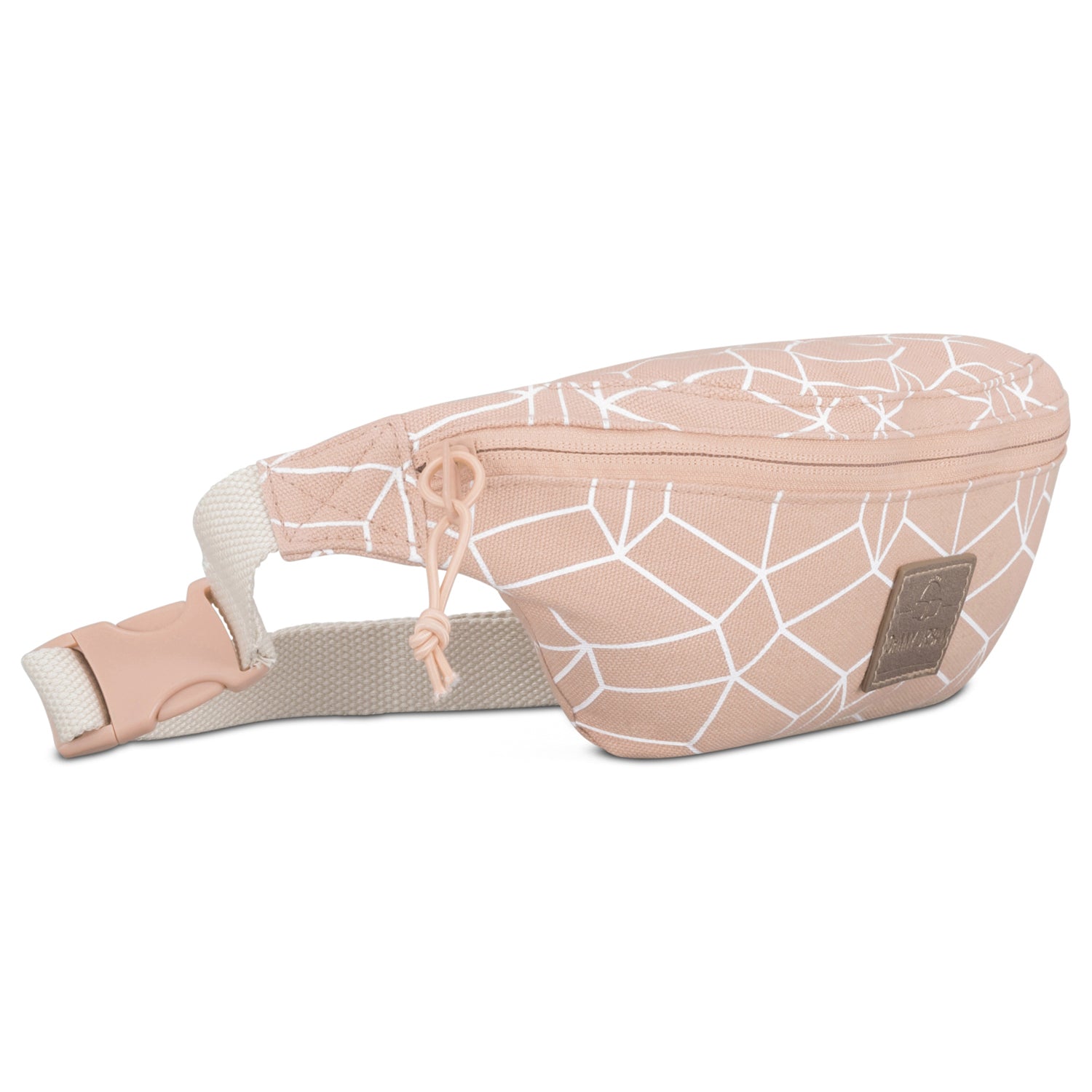 Rosa gemusterte Bauchtasche 'Toni' aus Canvas mit verstellbarem weißem Gurt und Reißverschluss