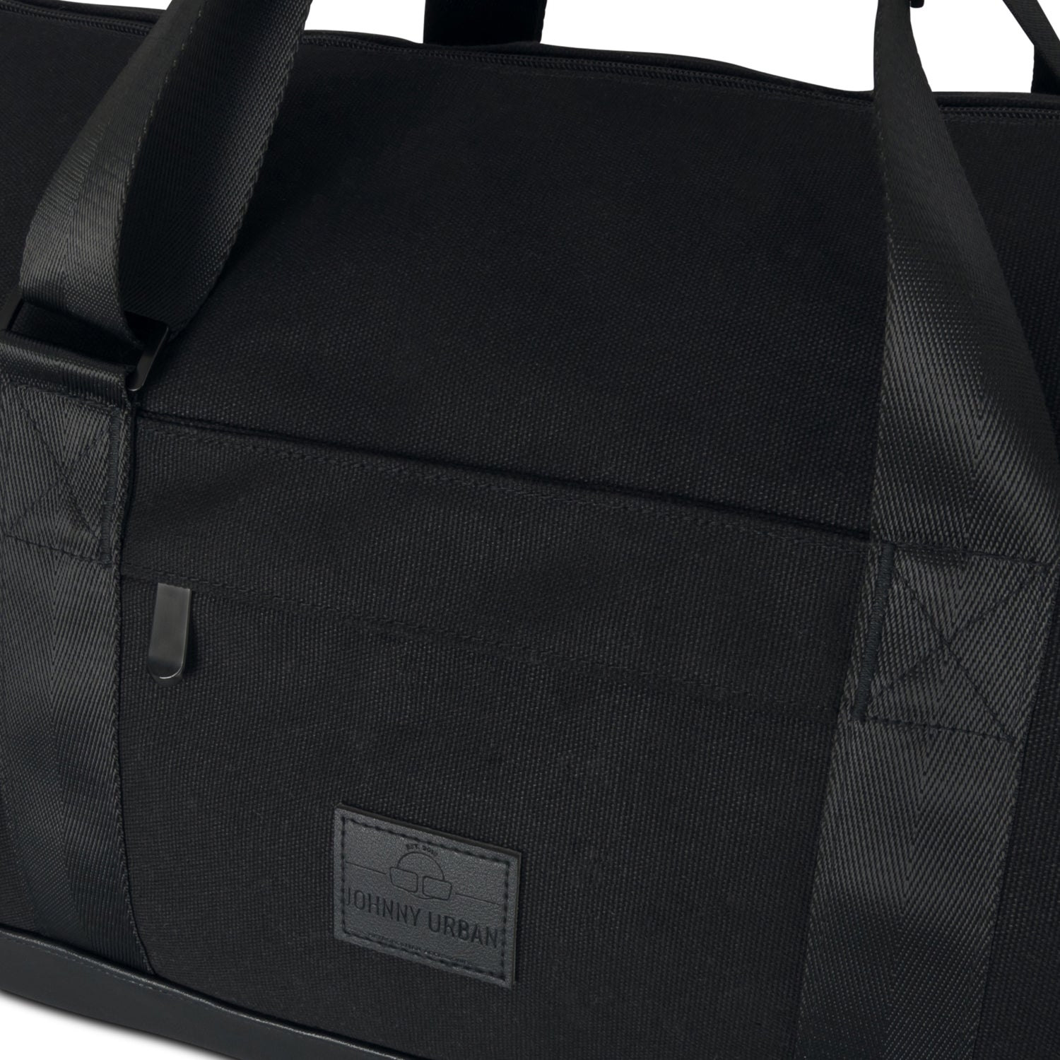 Schwarzer Canvas-Leder Weekender 'Paul' mit doppelten Tragegriffen und Johnny Urban Logo
