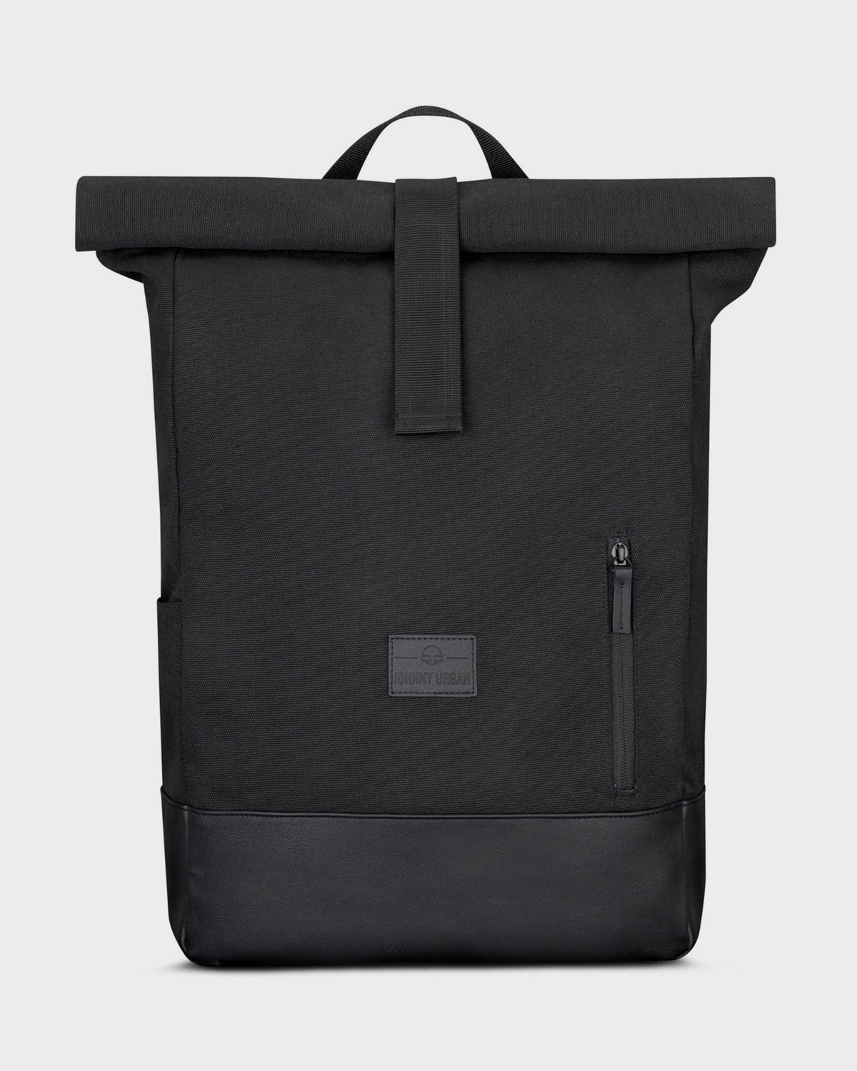 Schwarzer Rolltop Rucksack 'Adam Large' von Johnny Urban aus Canvas mit Lederboden und Frontreißverschluss