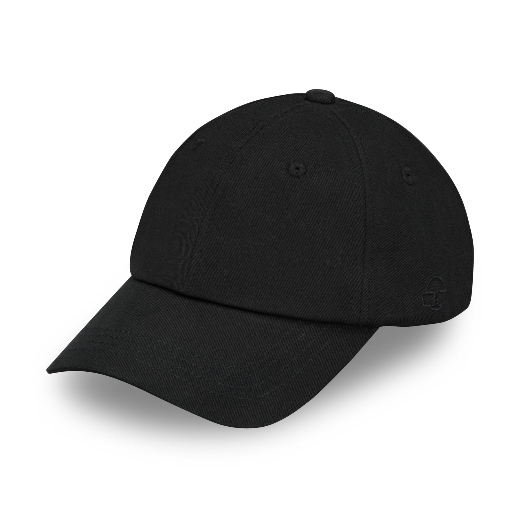 Schwarze Canvas-Cap 'Jen' mit gewölbtem Schirm und gesticktem Logo an der Seite