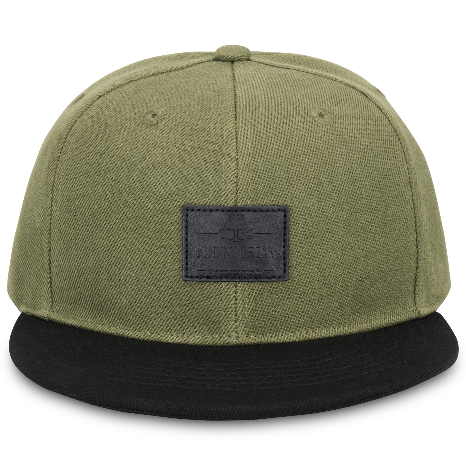 Herren-Cap 'Dean' von Johnny Urban, olivgrünes Oberteil mit schwarzem Schirm und schwarzem Markenetikett vorne