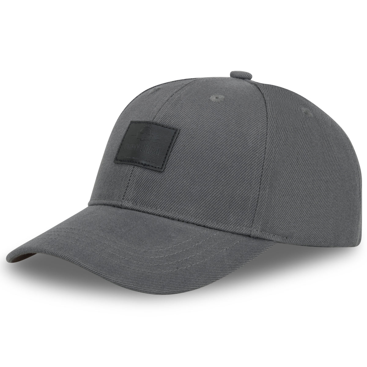 Dunkelgraue Herren-Cap 'Dean' mit gebogenem Schirm und rechteckigem Logo-Patch vorne