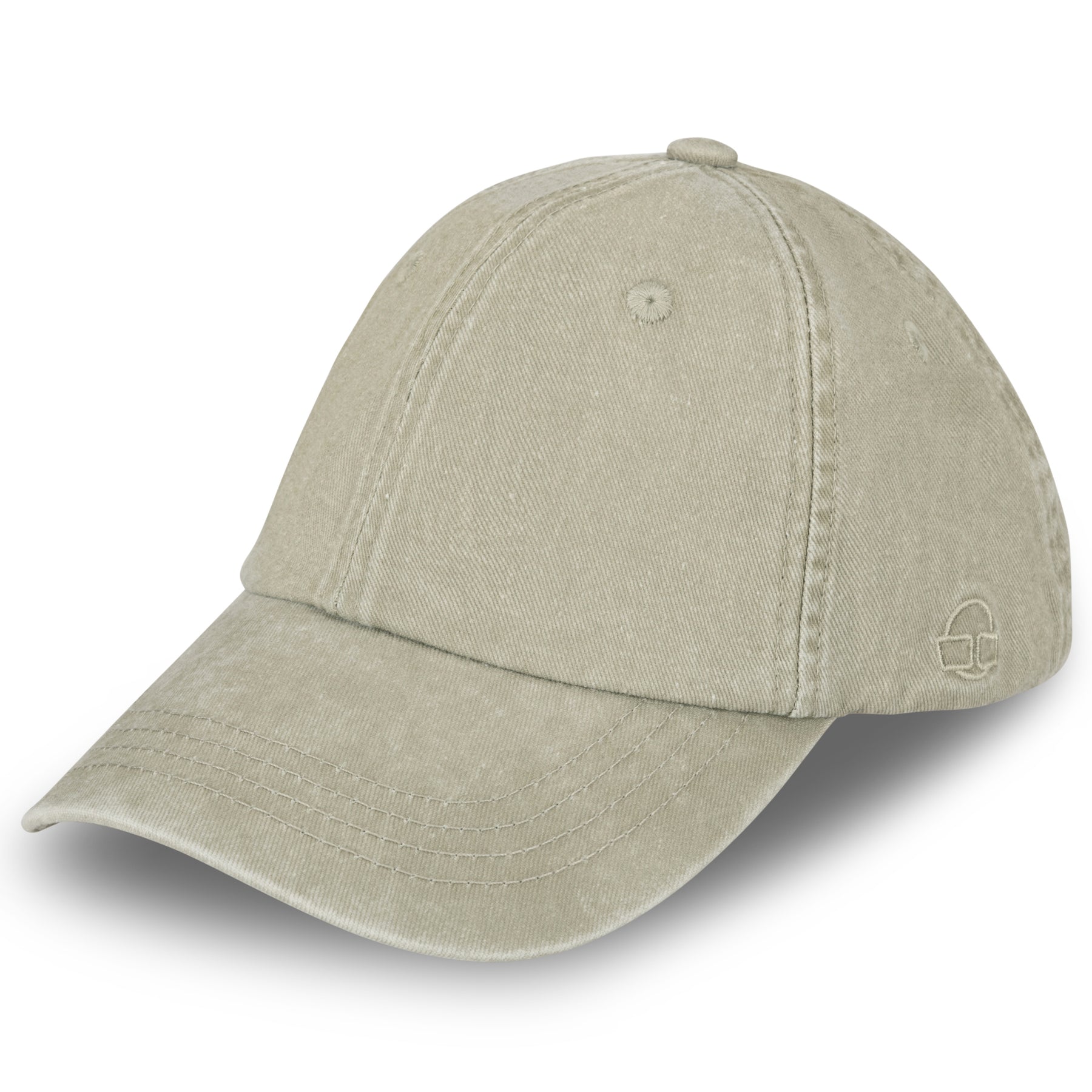 Beige Canvas-Cap 'Dave' mit gewölbtem Schirm und Ton-in-Ton-Logo-Stickerei