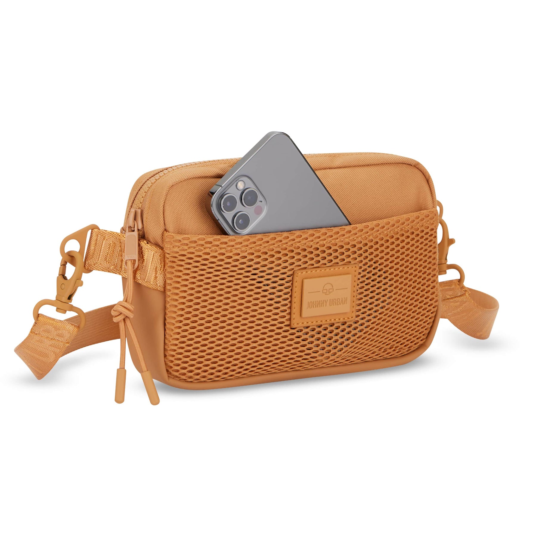 Karatefarbene Umhängetasche 'Elliot' von Johnny Urban mit Netzfach und Handytasche