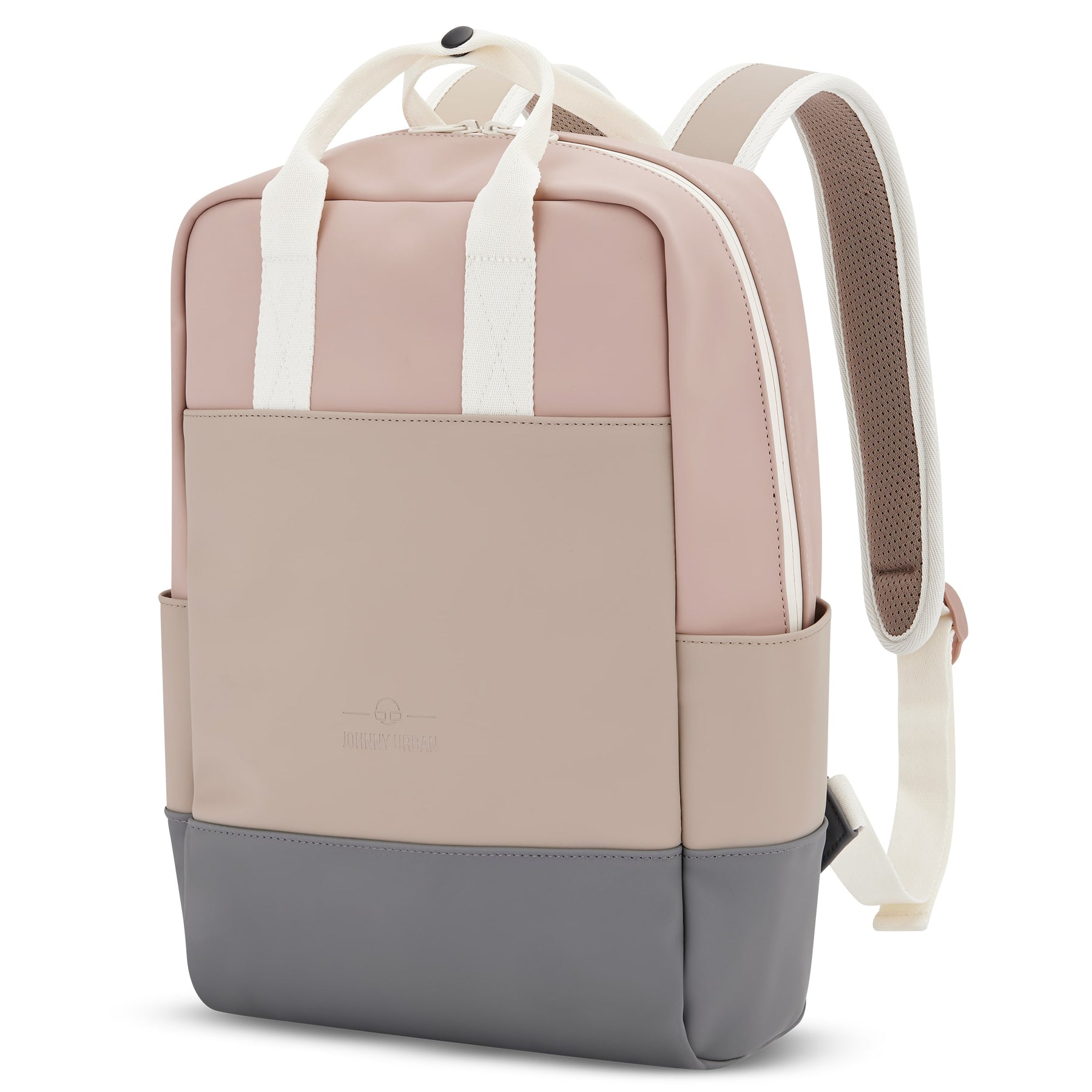 Damen-Rucksack 'Hailey' in Beige, Rosa und Grau mit weißen Tragegriffen