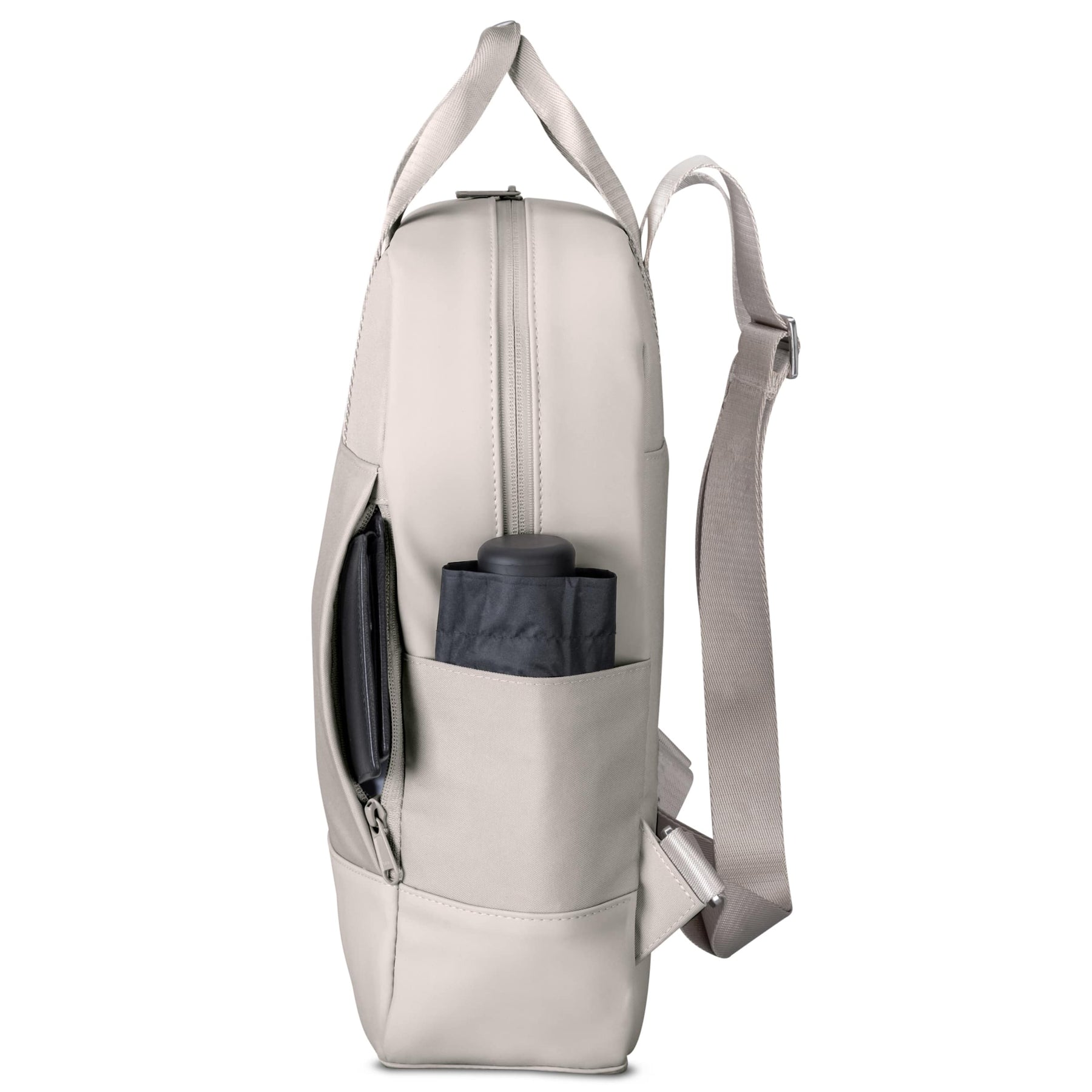 Beiger Damenrucksack 'Jona Medium' von Johnny Urban mit seitlicher Tasche und Reißverschlussfach