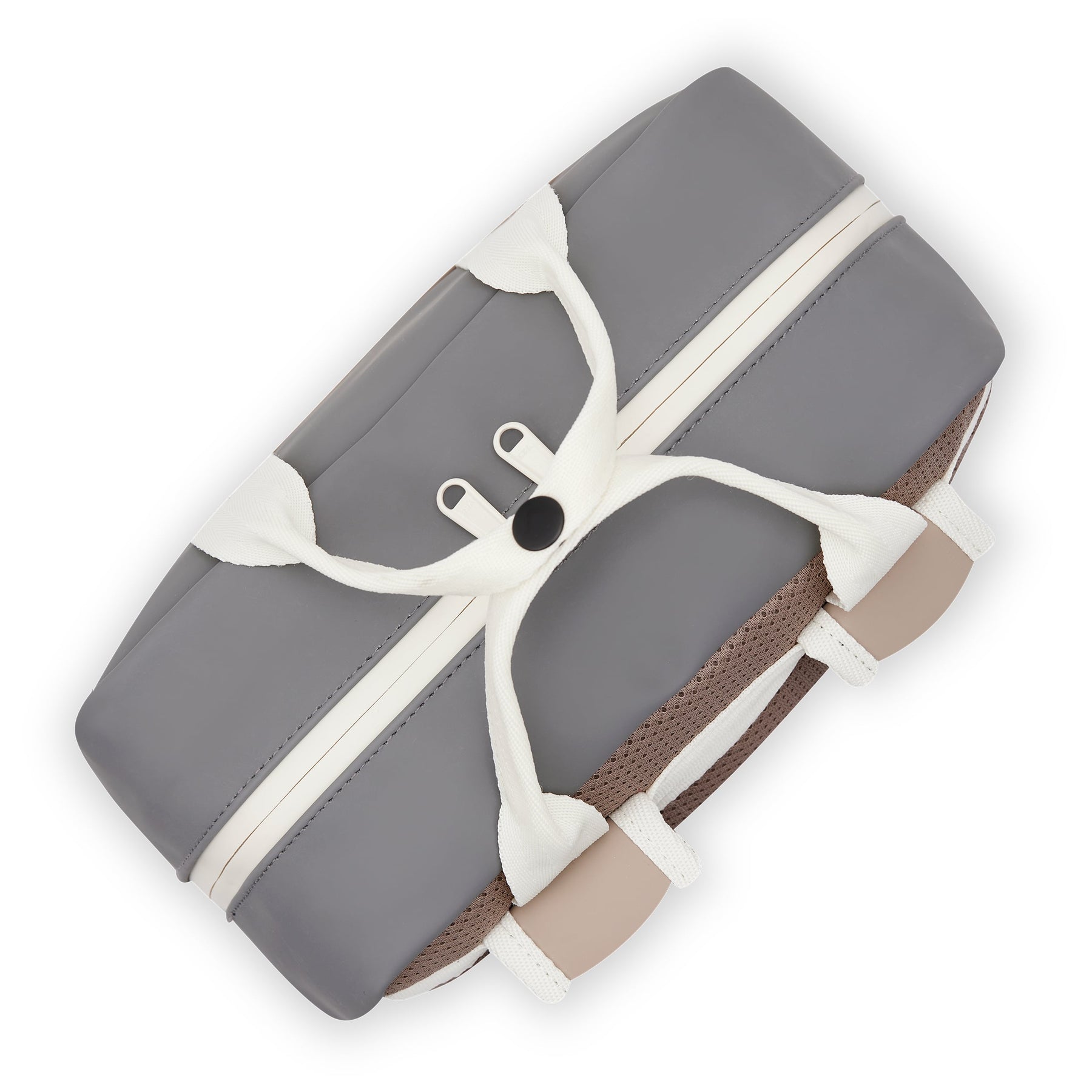 Rucksack 'Hailey' von Johnny Urban, beige-grauer Stoff, weiße Träger und schwarzer Knopfverschluss