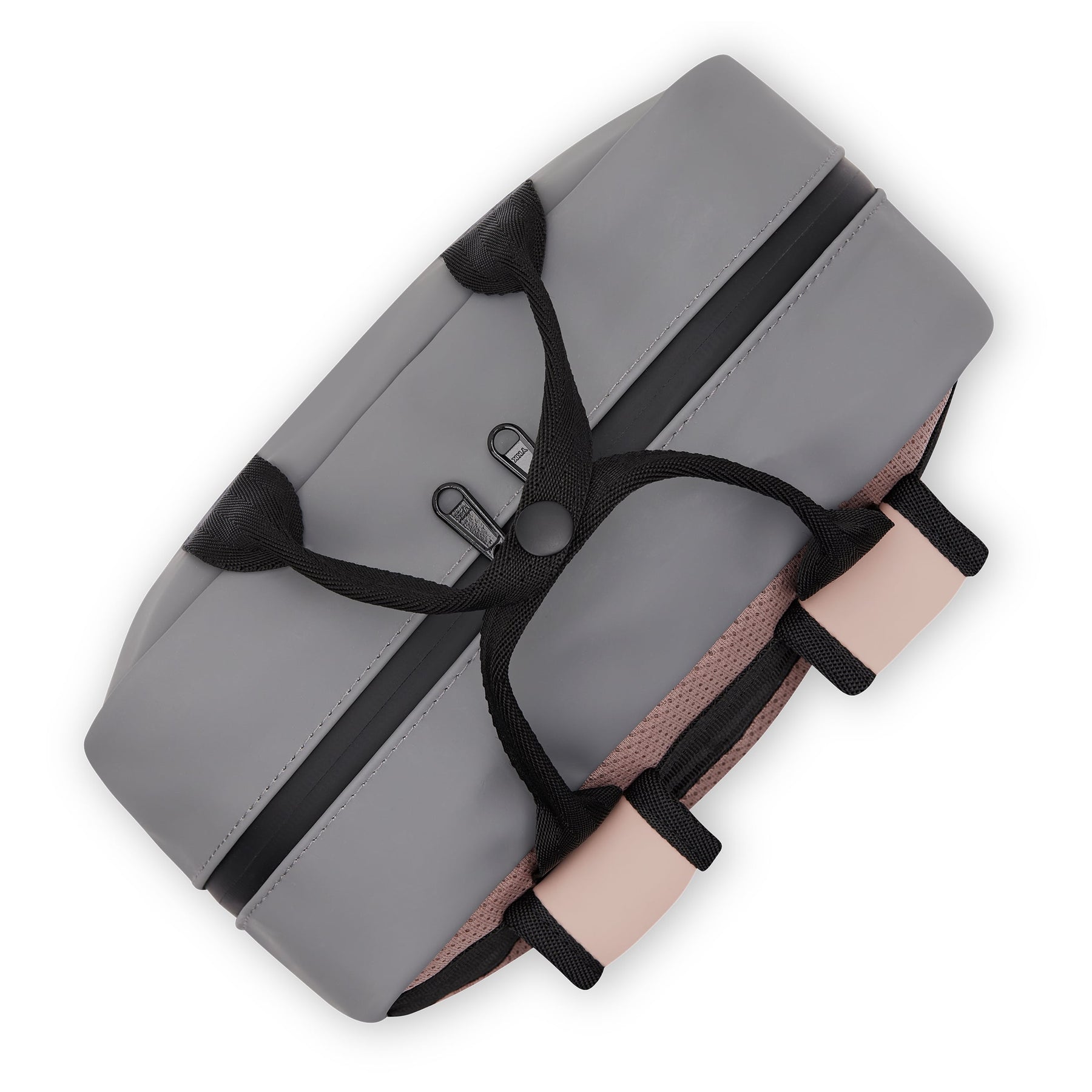 Rucksack 'Hailey' in Rosa und Grau mit schwarzen Trägern und zwei Reißverschlüssen