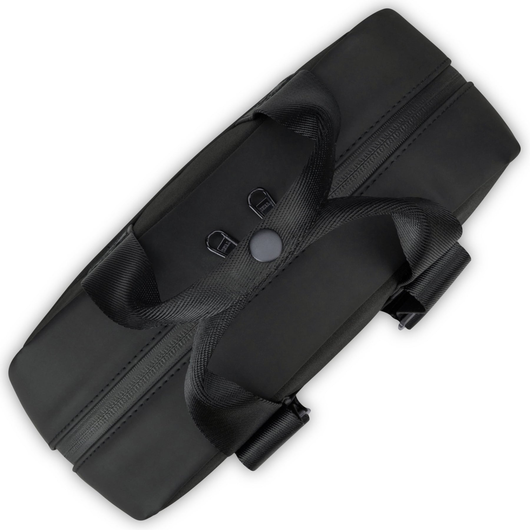 Schwarzer Damenrucksack 'Jona Medium' von oben mit Griff und zwei Reißverschlüssen