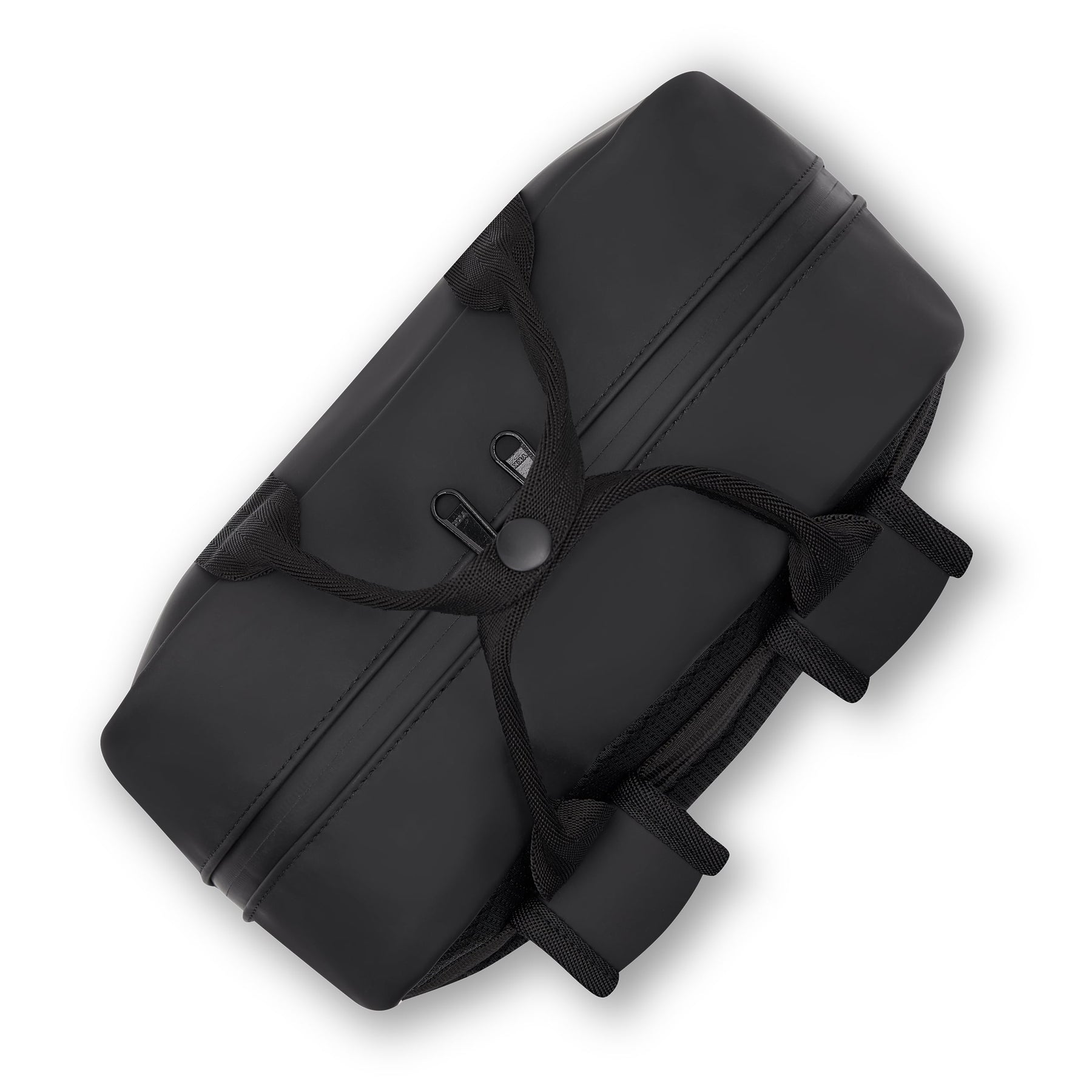 Moderner schwarzer Damenrucksack 'Hailey' mit zwei Reißverschlüssen und Knopfverschluss