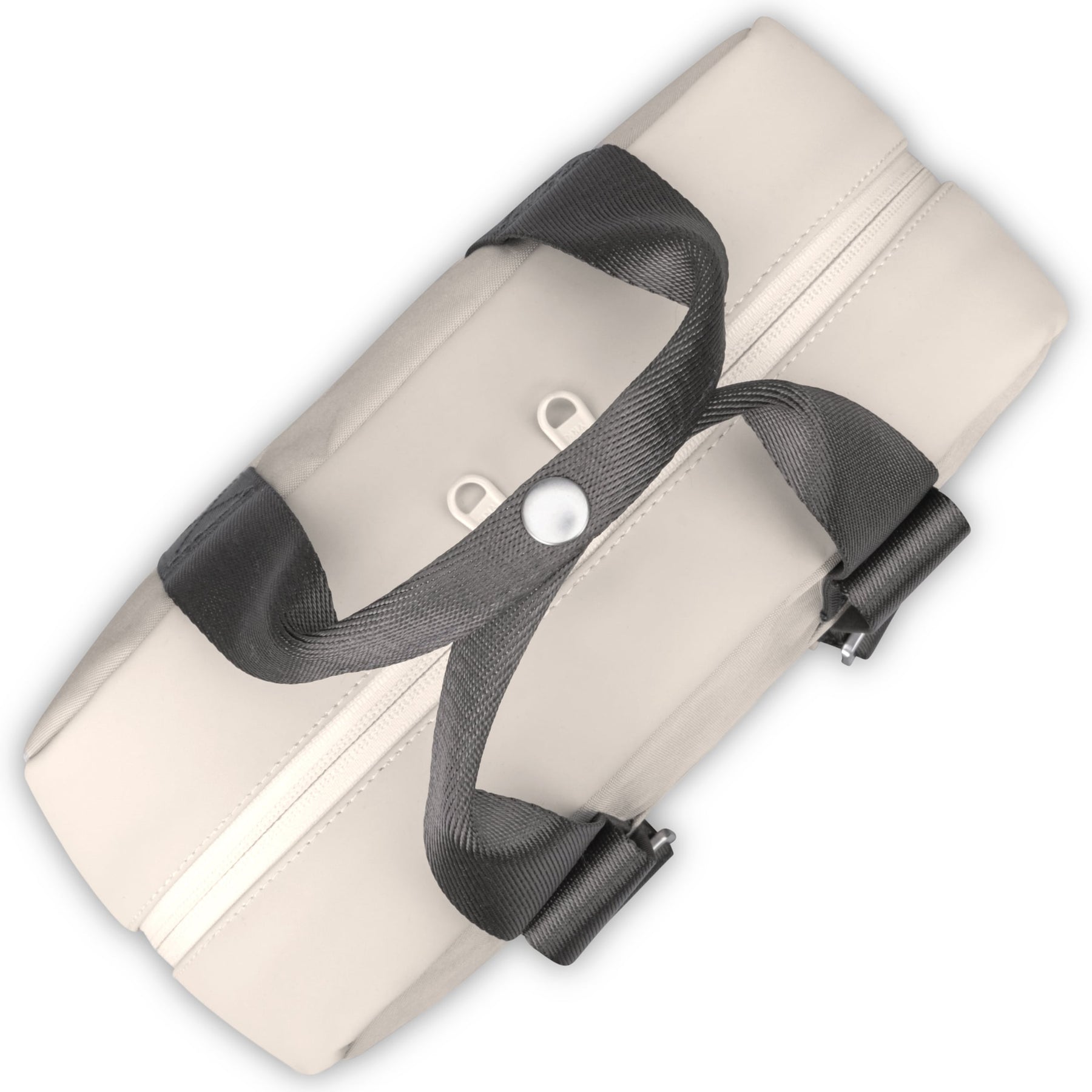 Beiger Jona Medium Rucksack mit grauen, überkreuzten Tragegriffen aus Textil