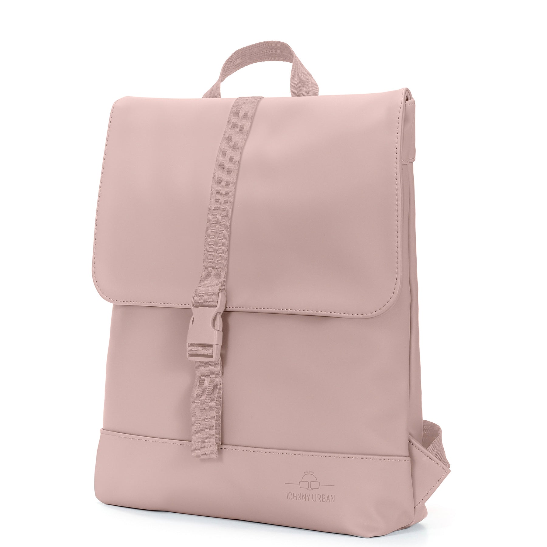 Damenrucksack Ruby von Johnny Urban in Rosa mit Klappe und mittiger Schnalle