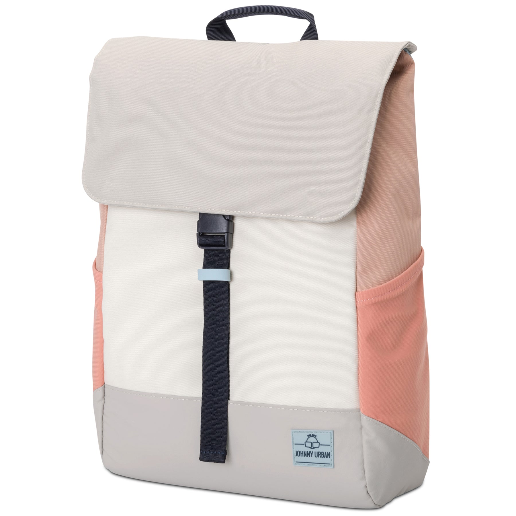 Rucksack 'Mika' von Johnny Urban in Creme, Hellgrau und Koralle mit schwarzem Schnallenverschluss