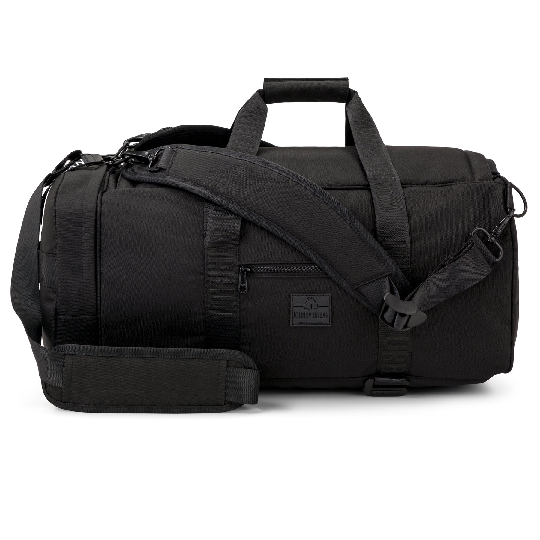 Schwarze Johnny Urban Duffle Bag 'Colin' aus robustem Material mit verstellbarem Schultergurt und Griffen