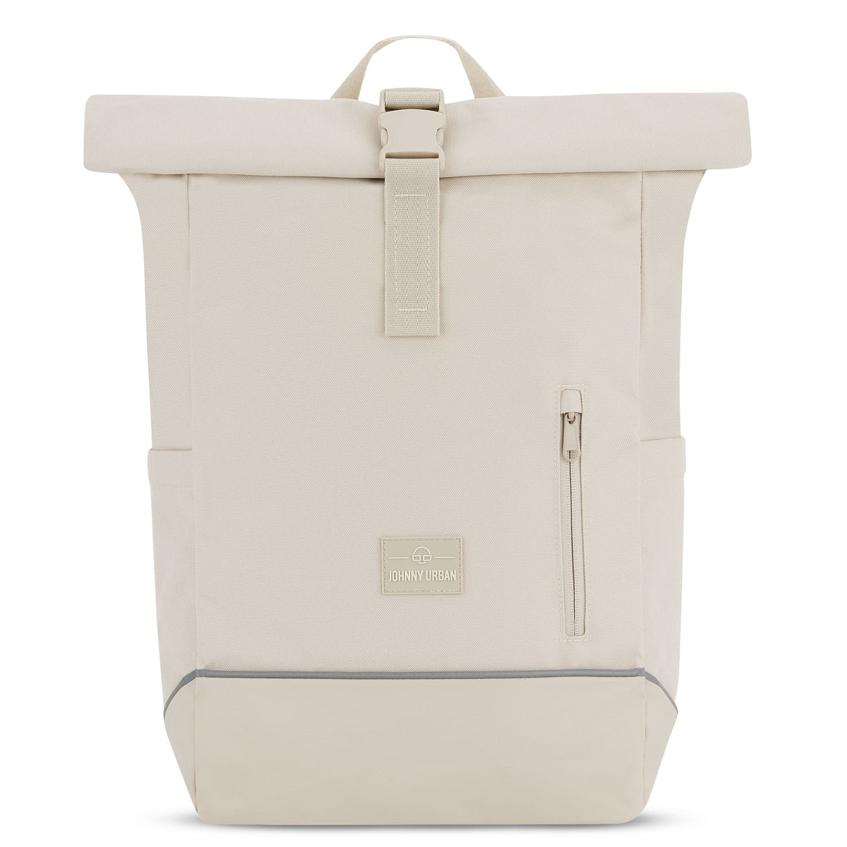 Beiger Rolltop Rucksack 'Robin Medium' mit Fronttasche und Schließe von Johnny Urban
