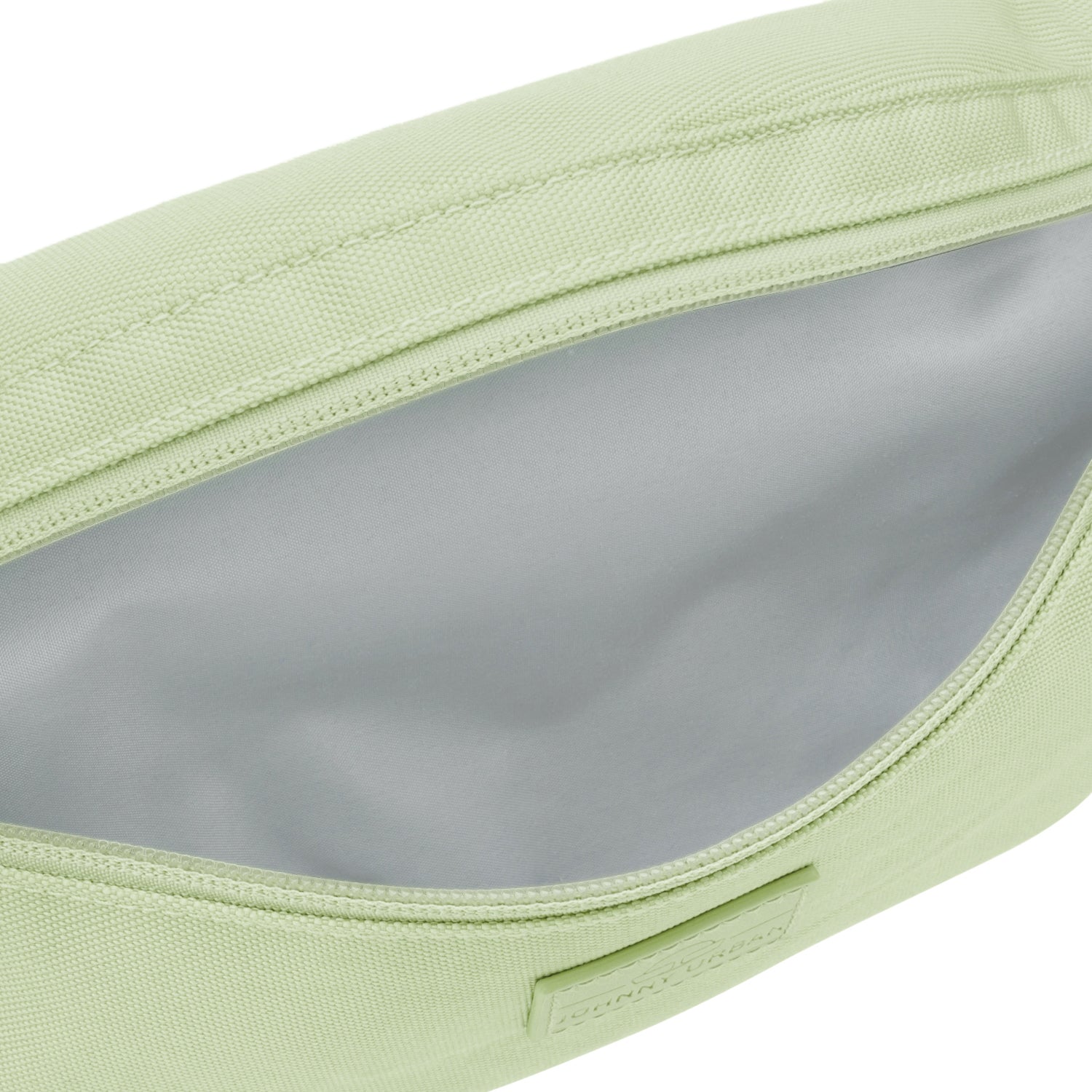 Bauchtasche 'Erik Small' von Johnny Urban in limettengrün mit geöffneter grauer Innentasche