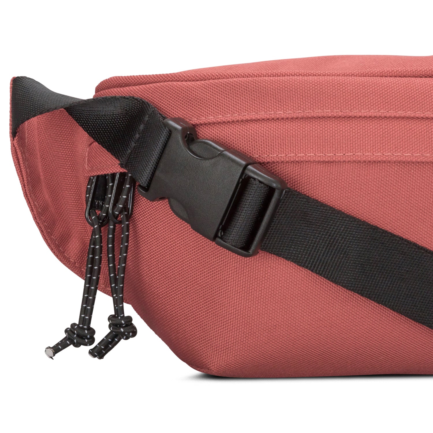 Rote nachhaltige Bauchtasche 'Tom' mit schwarzem verstellbarem Gurt und Reißverschluss-Zippern