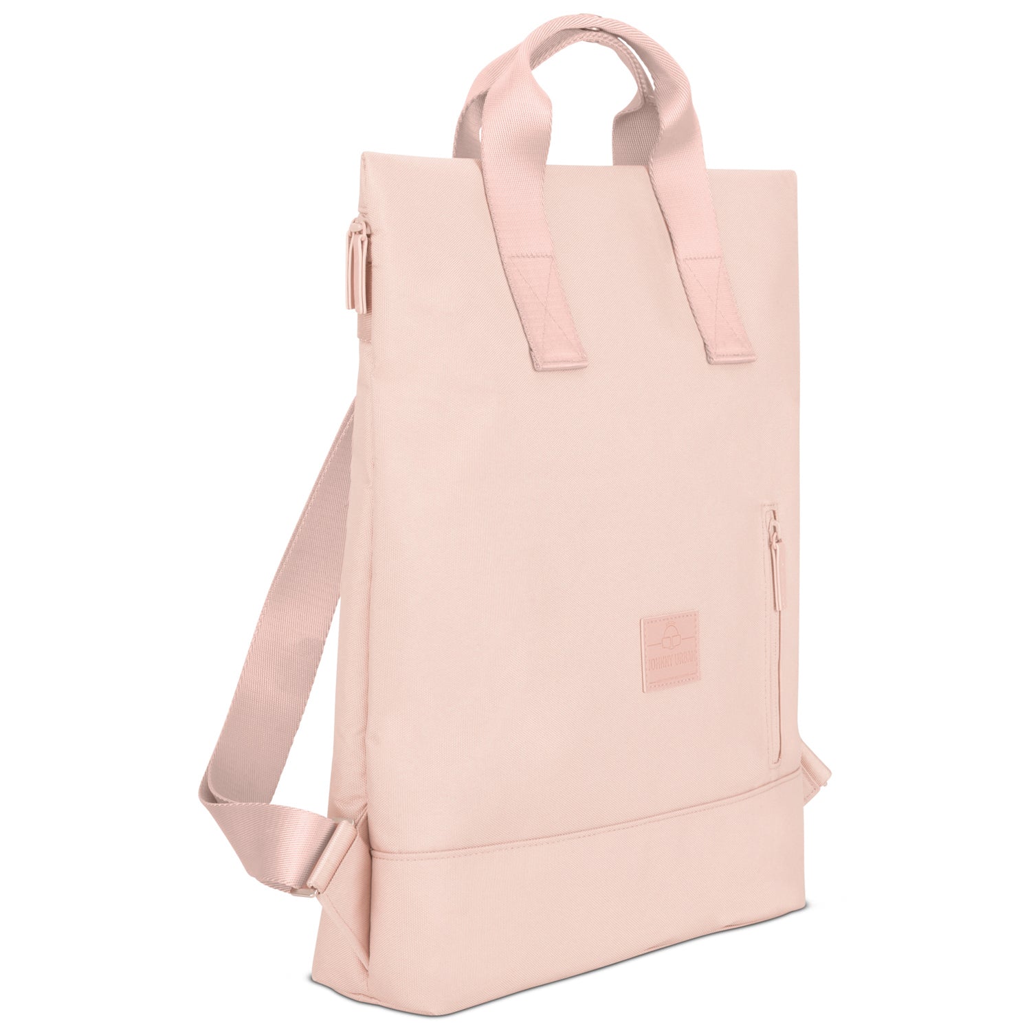 Rucksack Tasche Ivy in Rosa mit zwei Tragehenkeln und Reißverschlussfach vorne