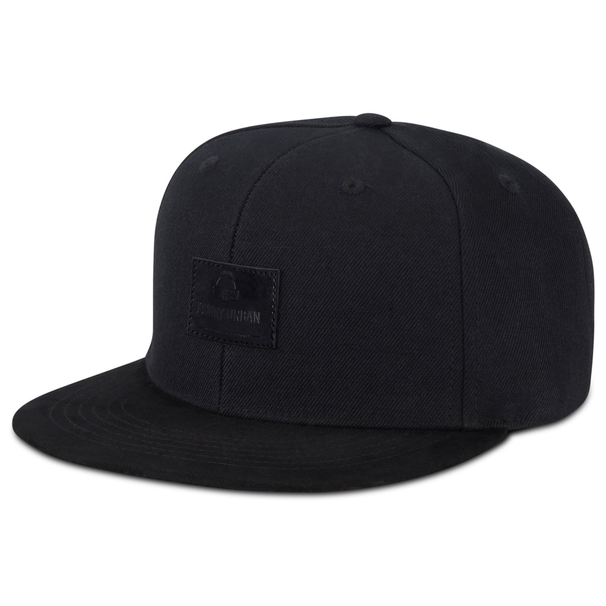 Schwarze Johnny Urban Cap 'Dean' mit flachem Schirm und rechteckigem Logo vorne