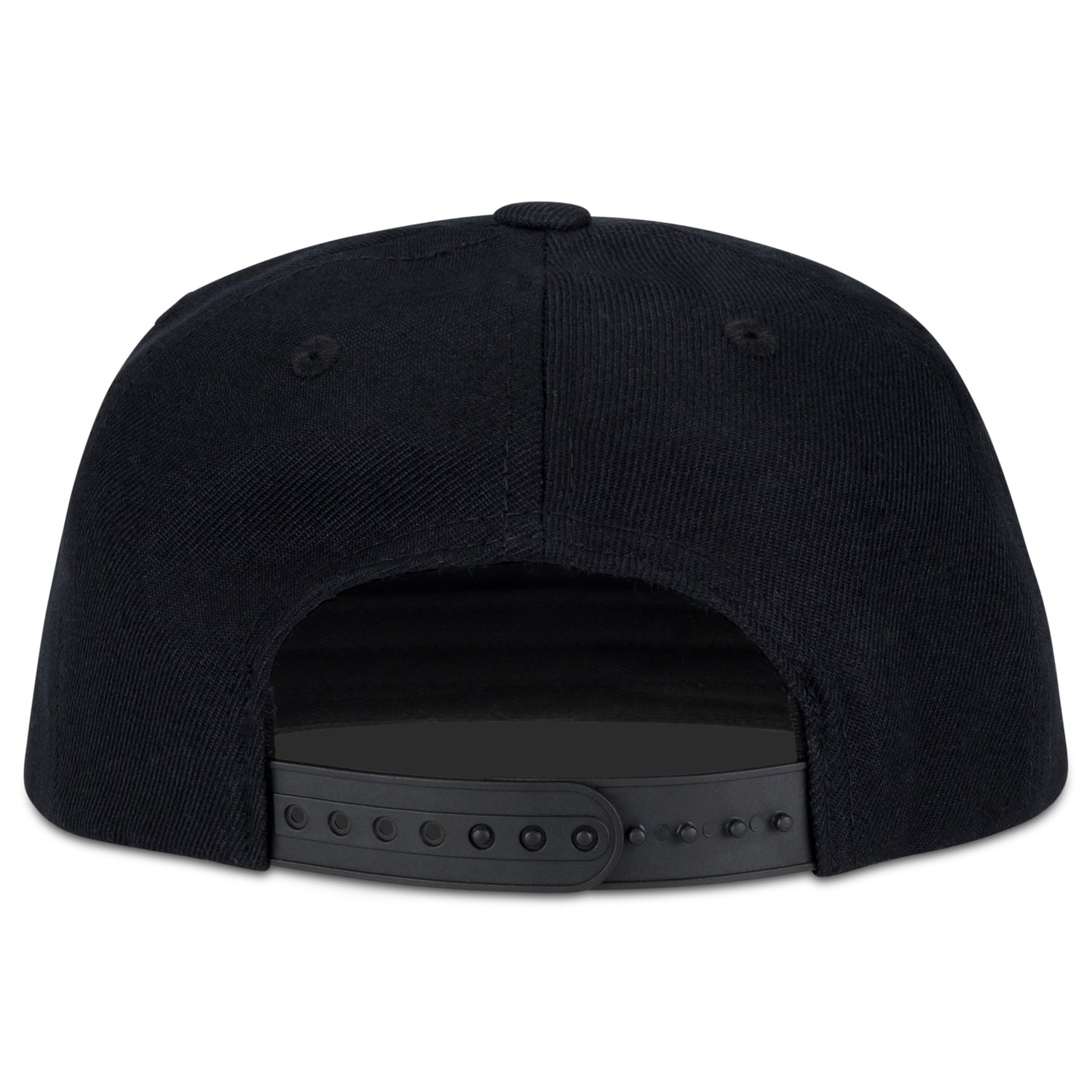 Schwarze Snapback-Mütze "Dean" von hinten mit verstellbarem Verschluss