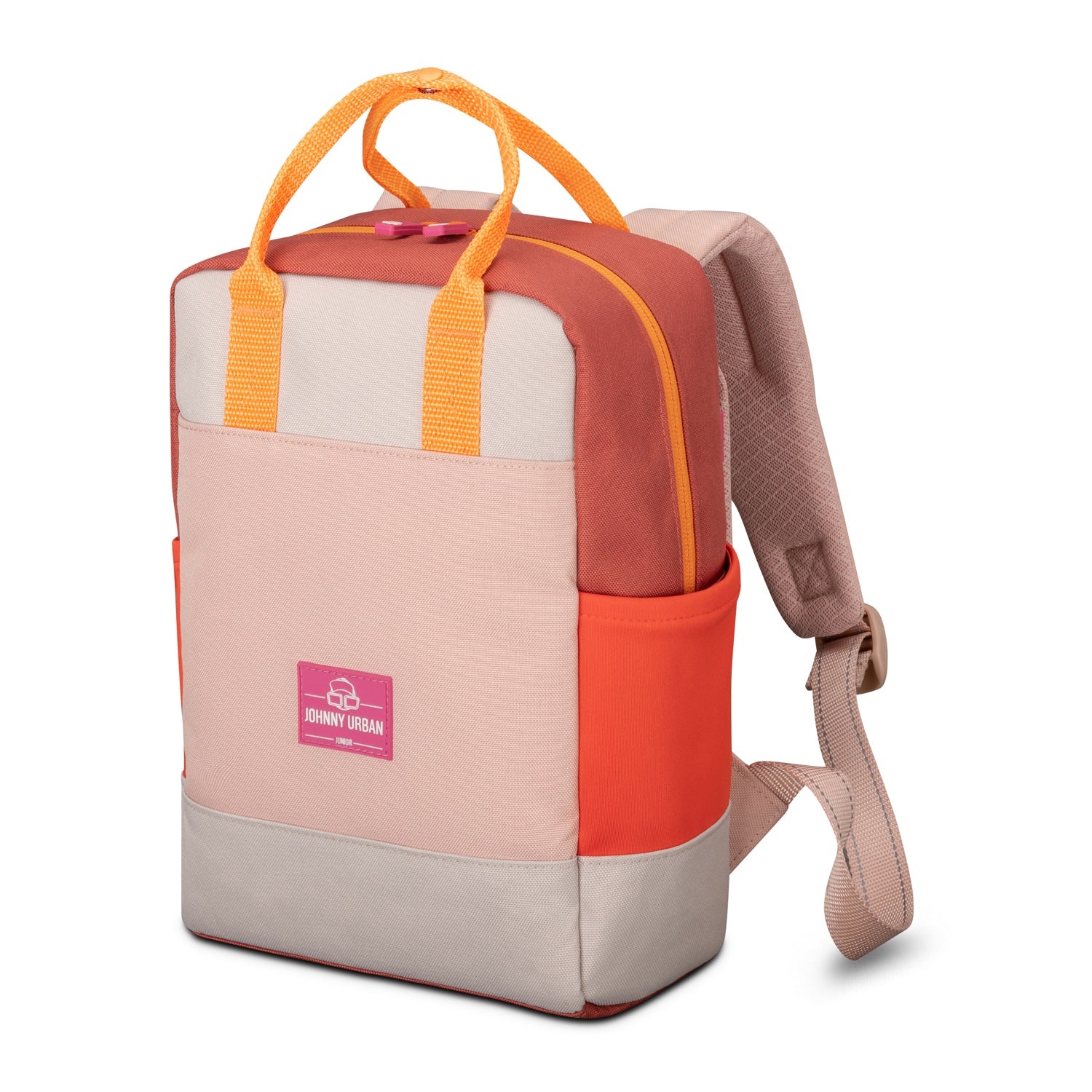 Kinderrucksack 'Linus' von Johnny Urban in Rosa- und Orangetönen mit zwei Tragegriffen und verstellbaren Schultergurten