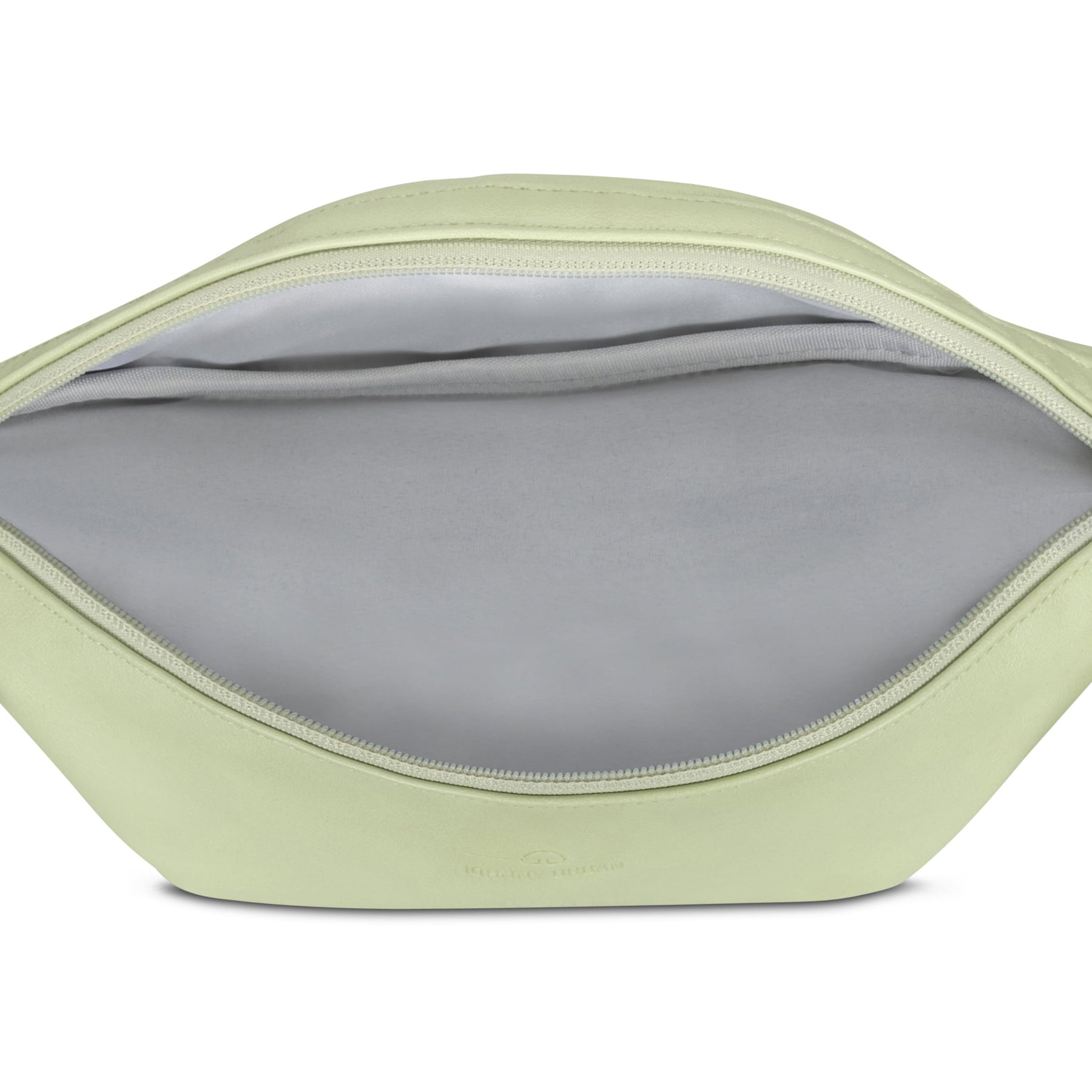 Offene Bauchtasche ‚Toni‘ aus Kunstleder in Limettengrün mit grauem Innenfach