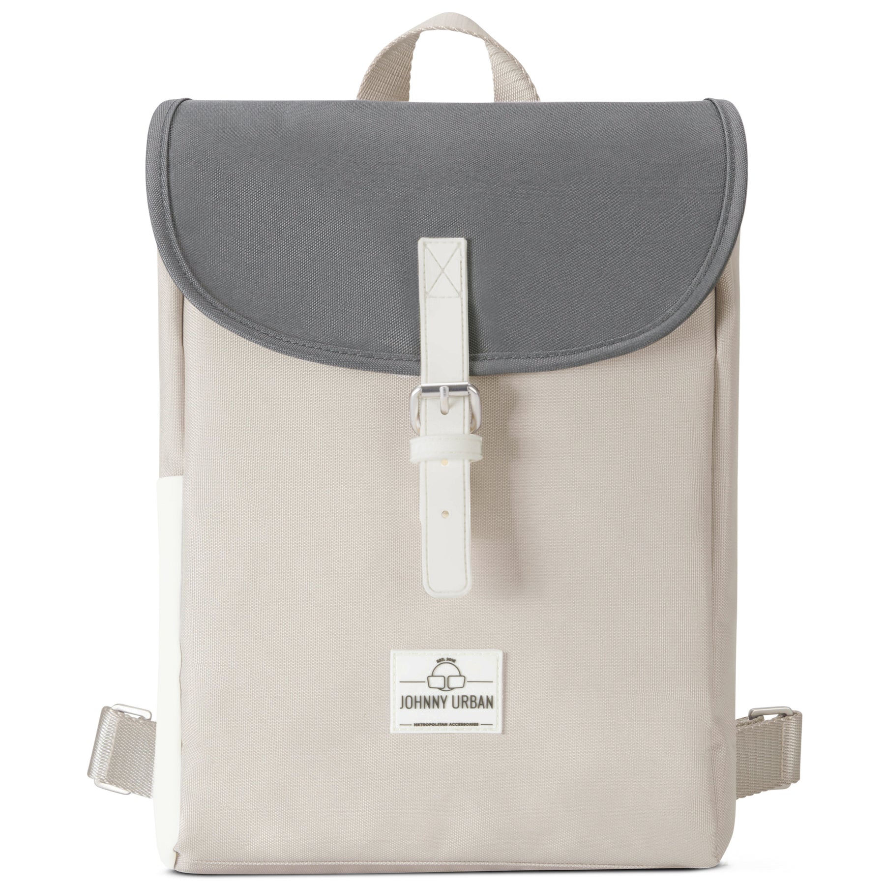 Damen-Rucksack 'Romy' von Johnny Urban in Beige mit grauem Deckel und weißem Riemenverschluss