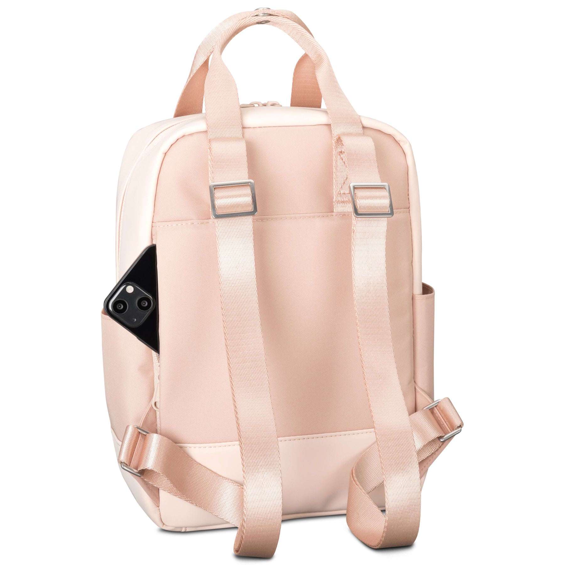 Rosa Rucksack 'Jona Small' mit verstellbaren Trägern und Smartphonefach an der Seite