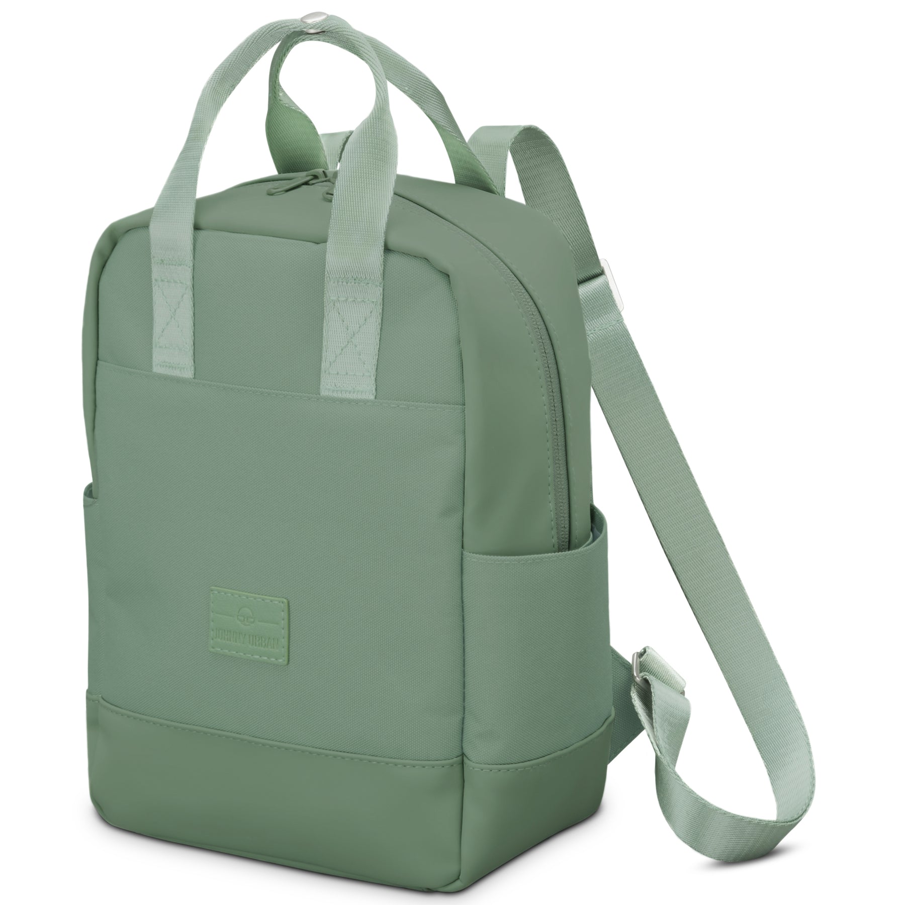 Kleiner Rucksack 'Jona Small' von Johnny Urban in Salbeigrün mit Tragegriffen und verstellbaren Schulterriemen
