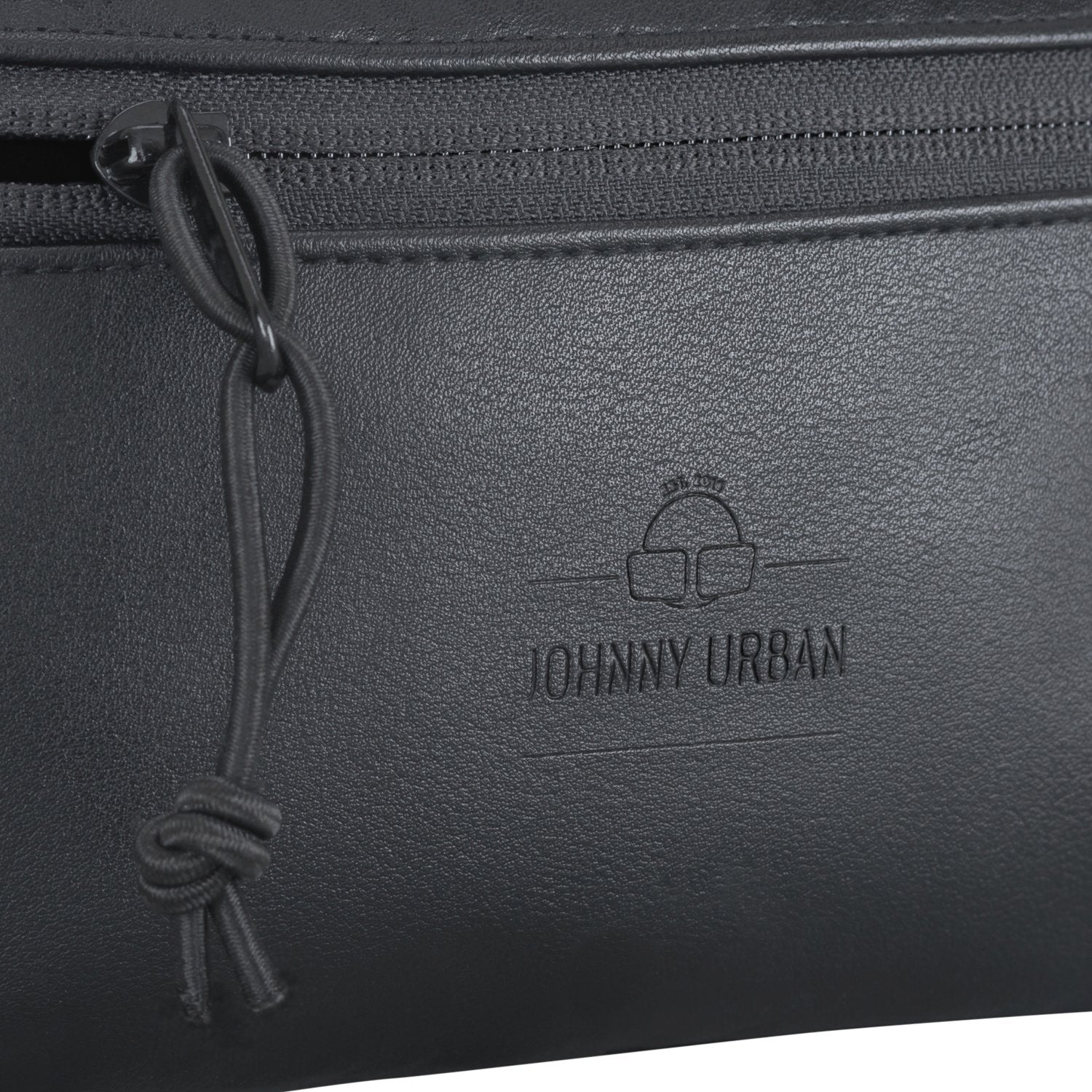 Schwarze Kunstleder-Bauchtasche 'Toni' mit Johnny Urban Logo und Reißverschluss mit Stoffzugband