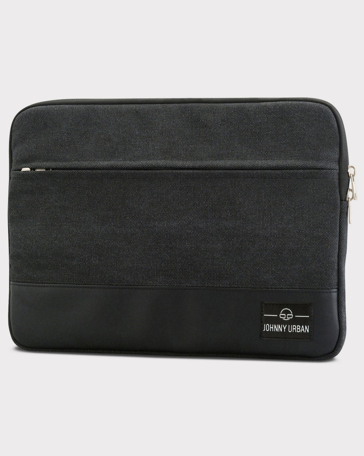 Anthrazitfarbene Laptop-Hülle für 12-15 Zoll, mit Reißverschlusstasche und Johnny Urban Logo