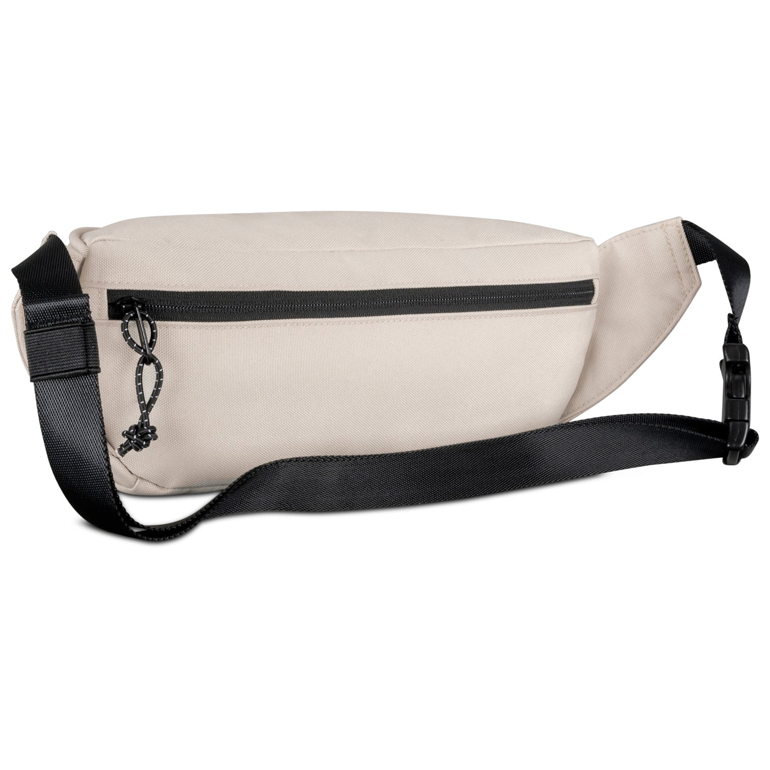 Beige Bauchtasche 'Tom' mit schwarzem Reißverschluss und verstellbarem schwarzen Gurt