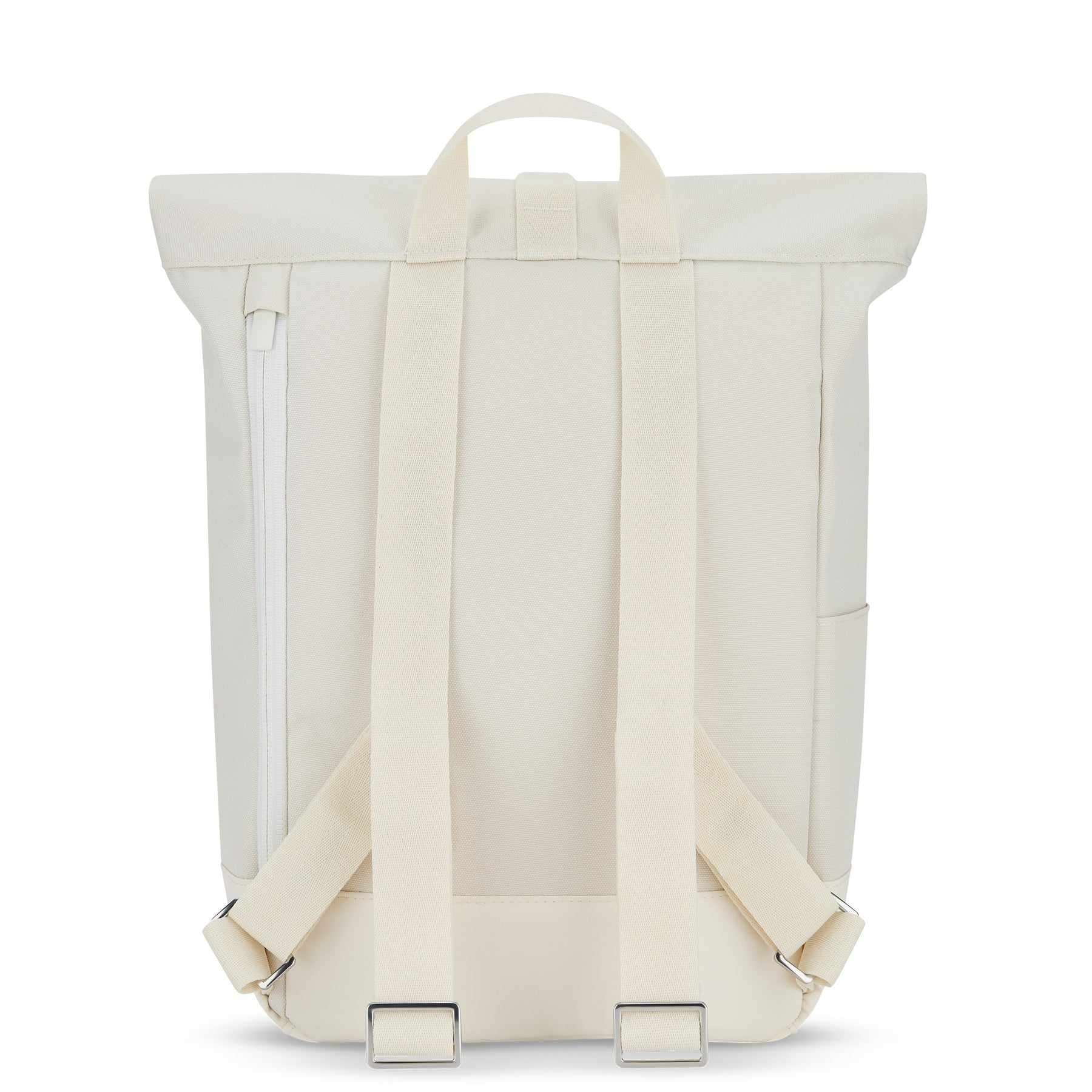 Weißer kleiner Rolltop-Rucksack 'Robin Small' von Johnny Urban mit verstellbaren Trägern und seitlicher Tasche