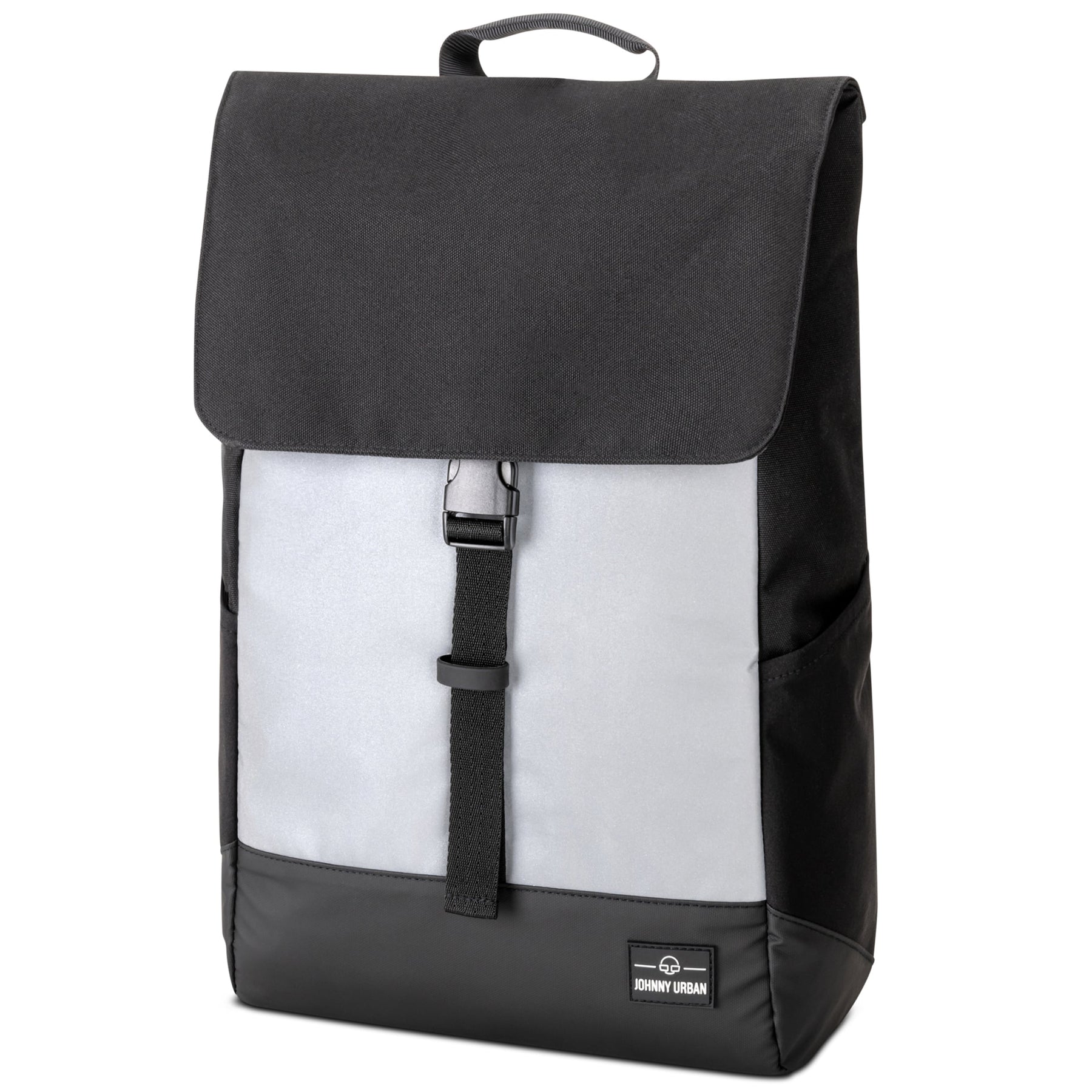 Schwarzer und grauer Rucksack 'Mika' von Johnny Urban mit Klappe und Frontverschluss