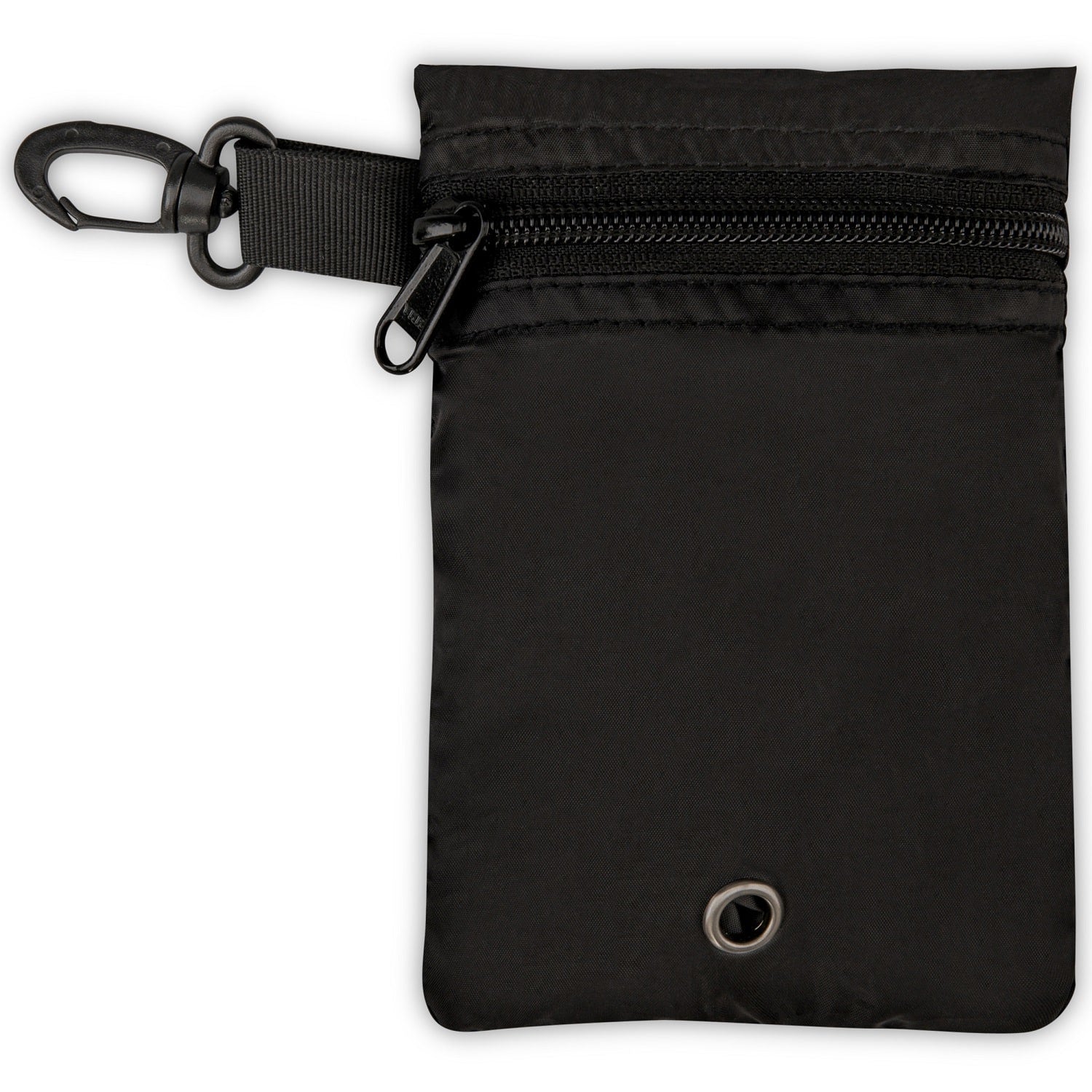 Schwarze, faltbare Regenschutzhülle 'Bo L' mit Reißverschluss und Karabinerhaken