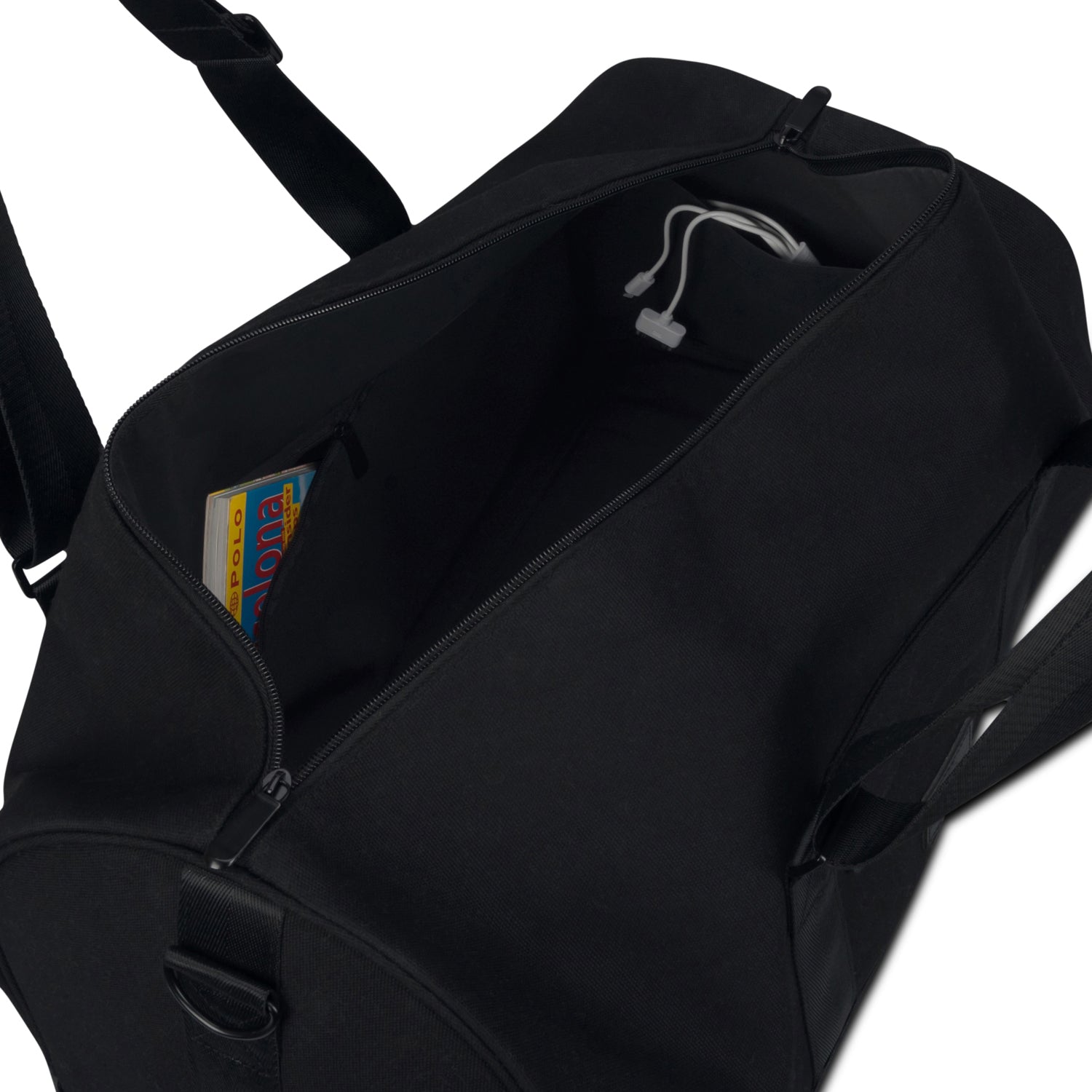 Schwarze Weekender Reisetasche 'Paul' mit aufrechtem Hauptfach, Innenfach und schwarzem Kordelzug