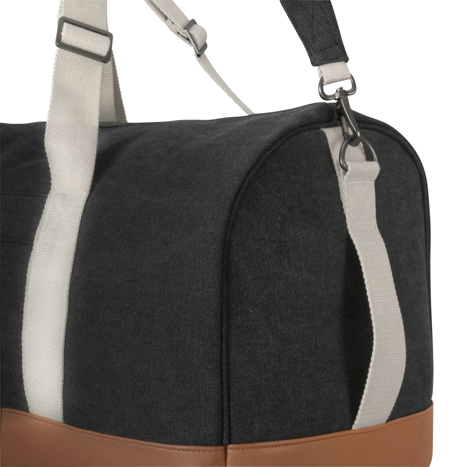 Anthrazitfarbene Weekender Reisetasche 'Paul' mit hellen Tragegriffen und braunem Boden