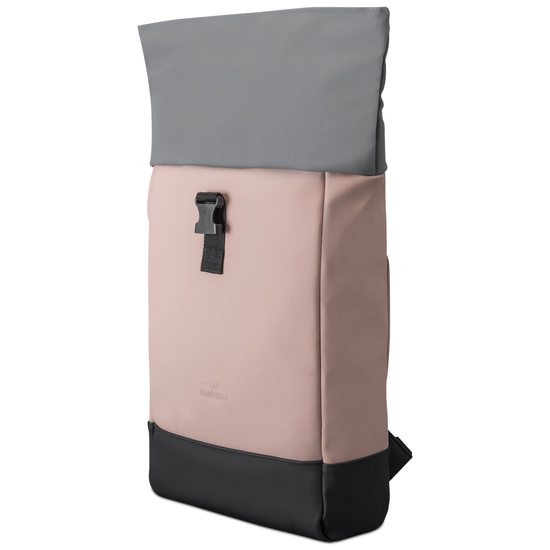 Rolltop-Rucksack ‚Harvey Medium‘ von Johnny Urban in Rosa, Grau und Schwarz mit klappbarem oberen Fach