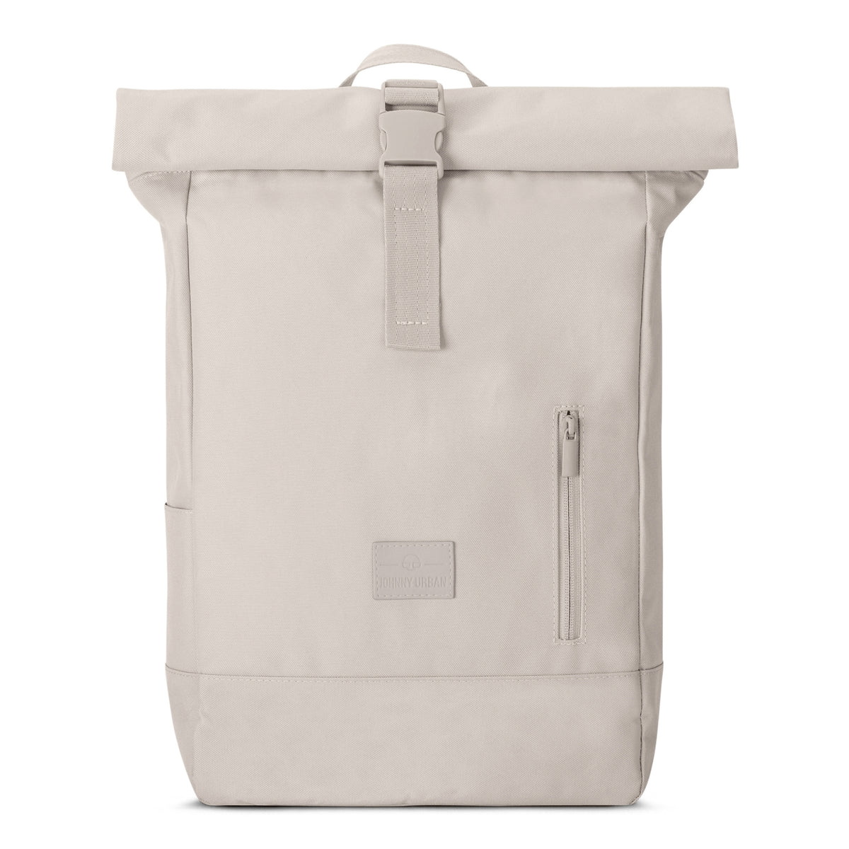 Beiger Rolltop Rucksack 'Robin Medium' mit Frontreißverschlusstasche und Schnallenverschluss