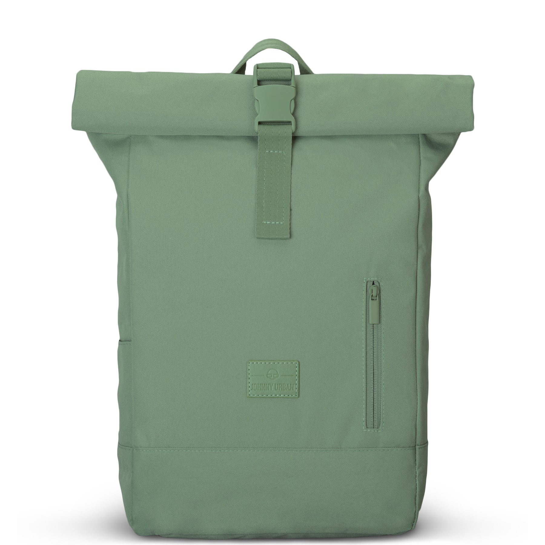 Grüner Rolltop Rucksack 'Robin Medium' von Johnny Urban mit Frontreißverschluss und Logo