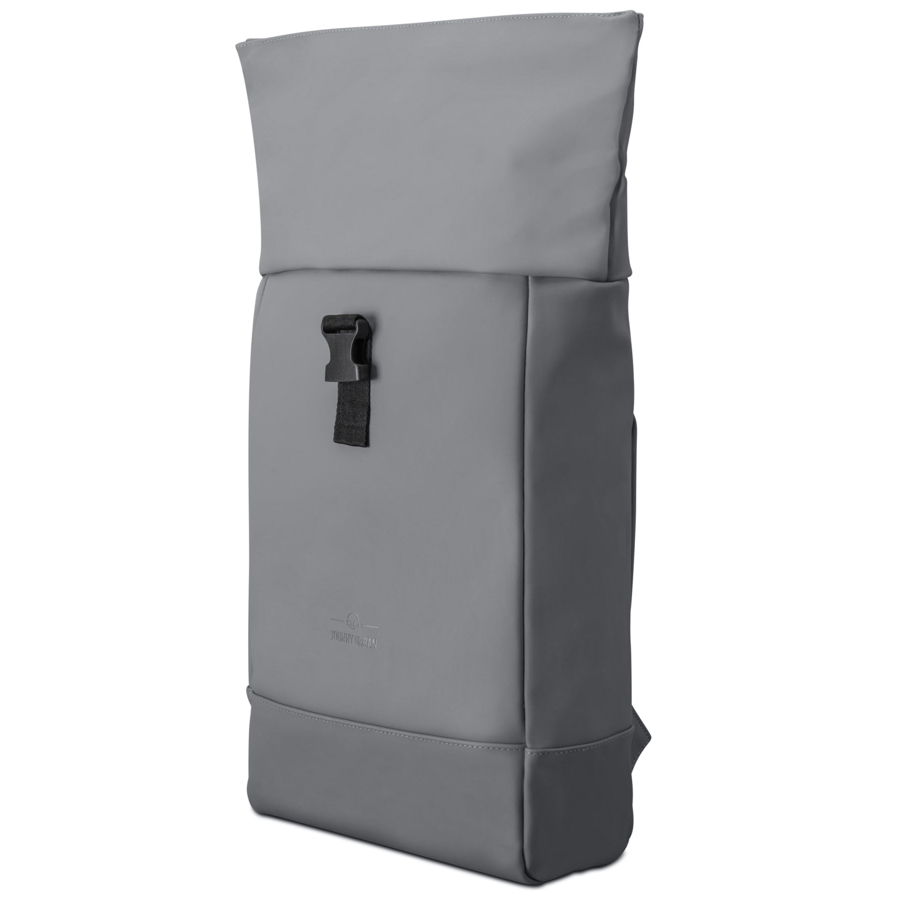 Rolltop Rucksack 'Harvey Medium' in Grau mit schwarzem Verschluss vorne