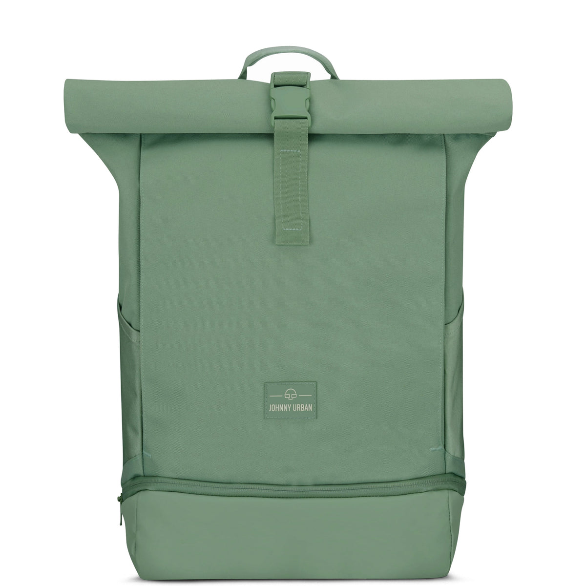 Grüner Rolltop Rucksack 'Allen Medium' von Johnny Urban mit Frontverschluss und seitlichen Taschen